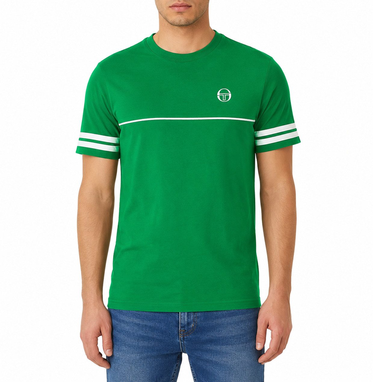 Sergio Tacchini T-Shirt T-Shirt Sergio Tacchini Ischia (1-tlg) Kontraststreifen an den Ärmeln und auf der Brust