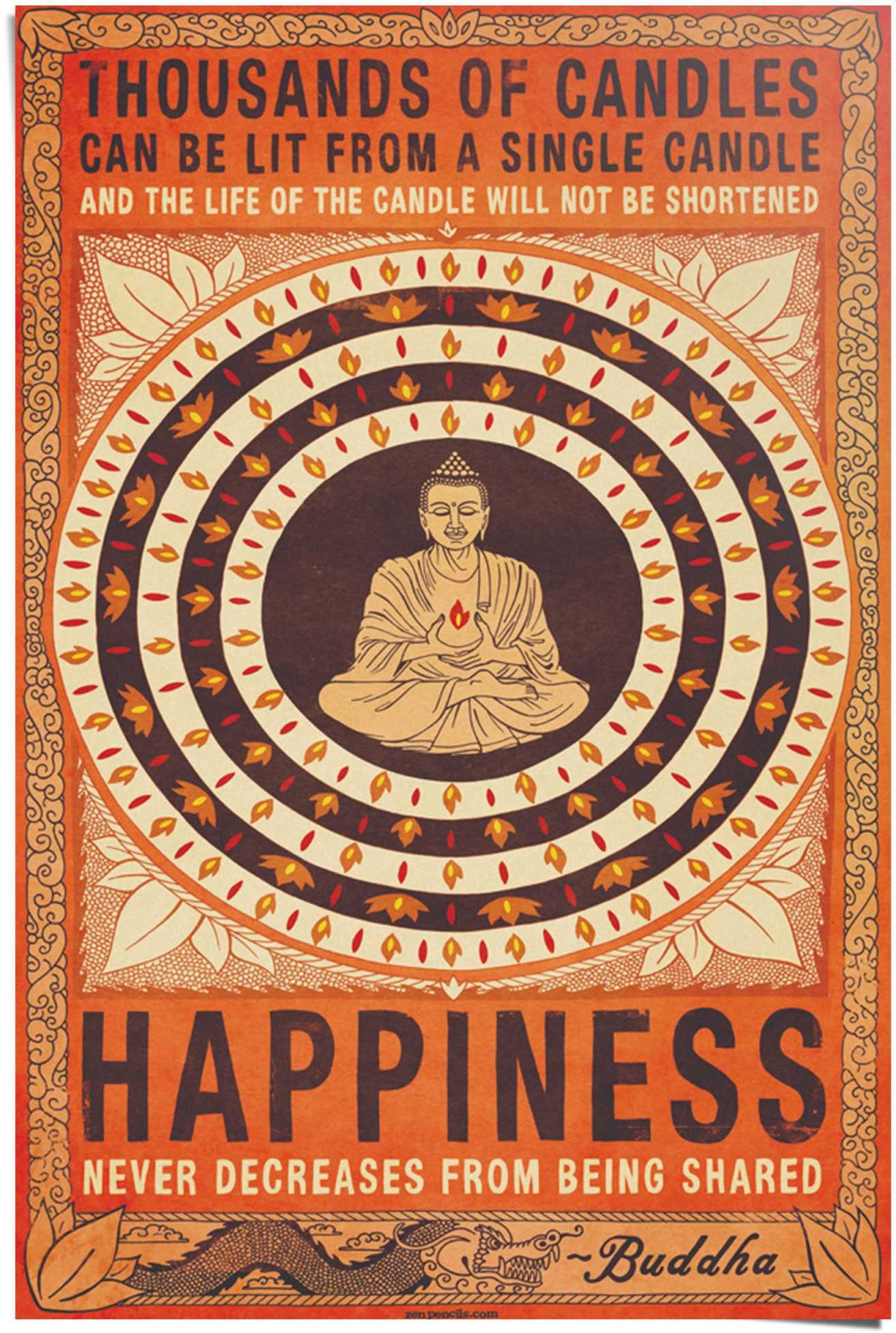Sonderkollektion 2024 Reinders! Poster Buddha Happiness, (1 St)