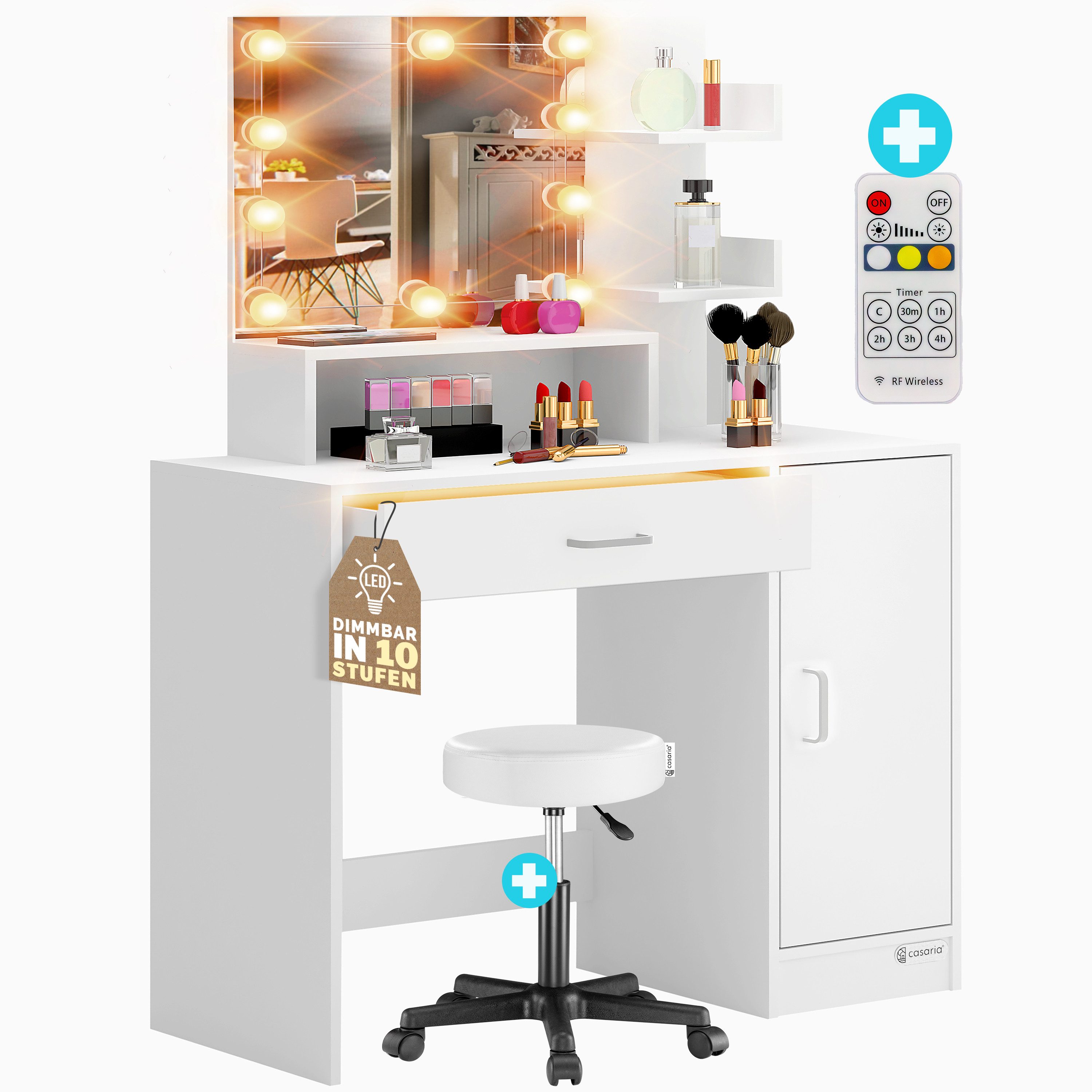 Casaria Schminktisch Jocelyn, mit Spiegel LED günstig online kaufen