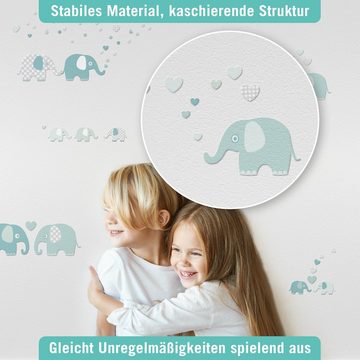 lovely label Wandsticker Elefanten mint/grau - Wandtattoo Kinderzimmer Baby