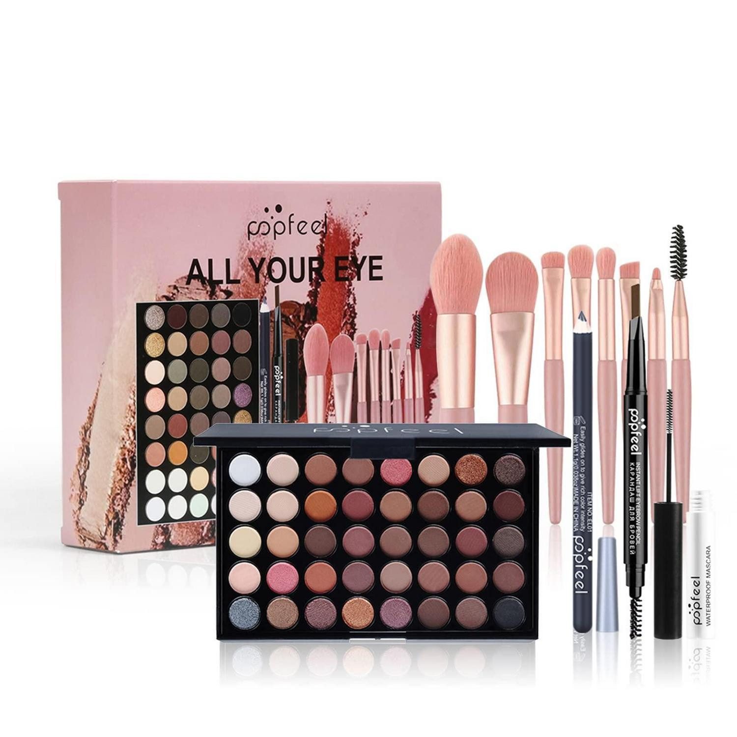 LuxusKollektion Schmink-Set Make-up Set 40 Farben Lidschatten Eyeliner Augenbrauenpinsel