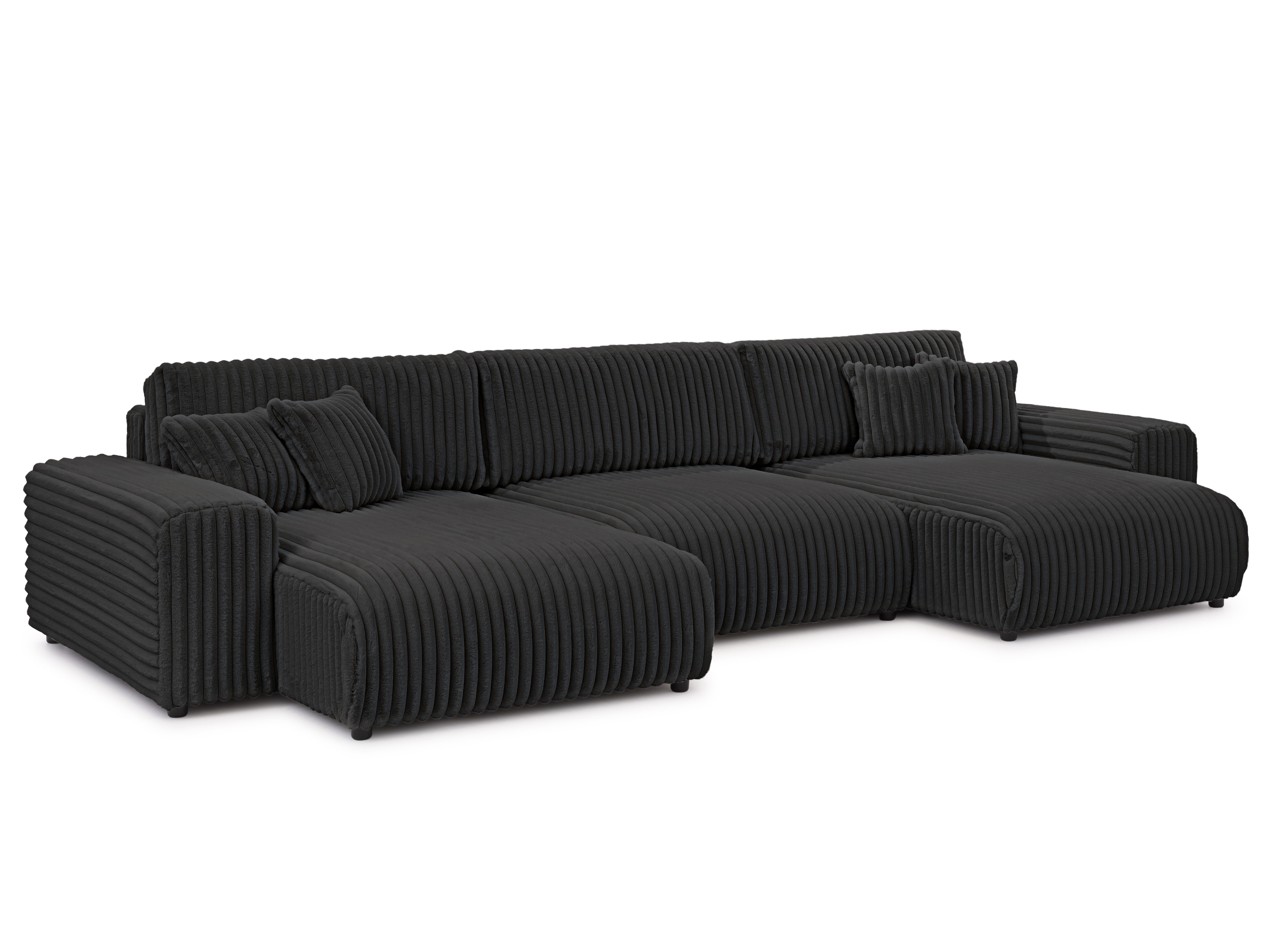 S-Style Möbel Wohnlandschaft Mollis mit Schlaffunktion und Bettkasten aus Plüschcord