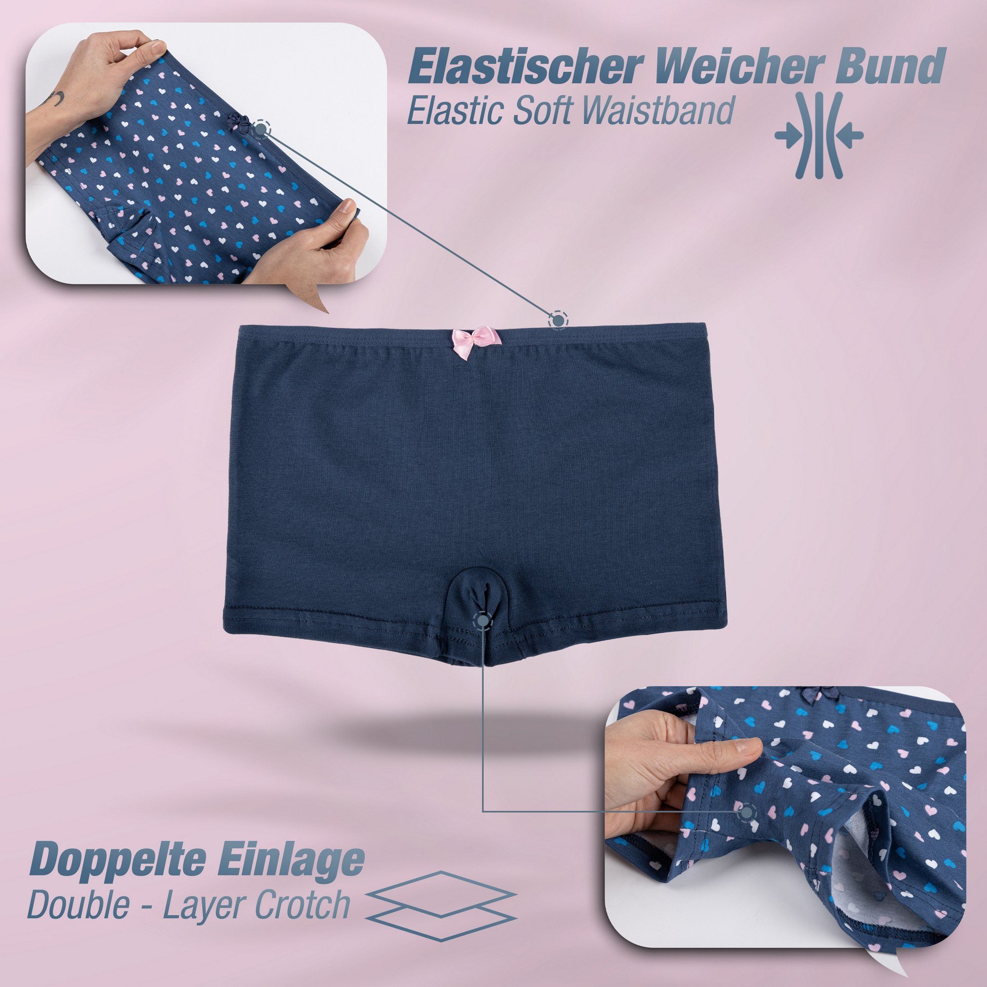 Panty 10 Muster 10-St) Pantys Mädchen - LOREZA Unterwäsche (Spar-Packung, Herz Baumwolle