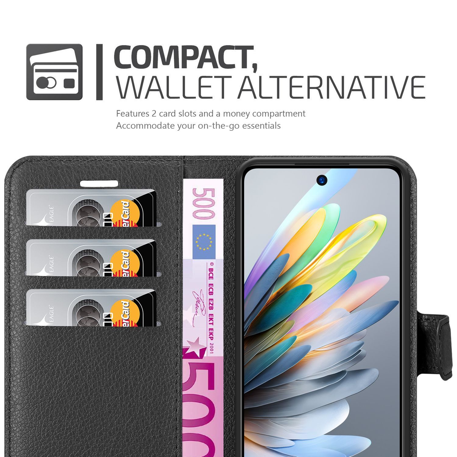 Cadorabo Handyhülle für ZTE Blade A75 4G Hülle ZTE Blade A75 4G, Hülle Schutzhülle mit Standfunktion, Kartenfach und Magnetverschluss