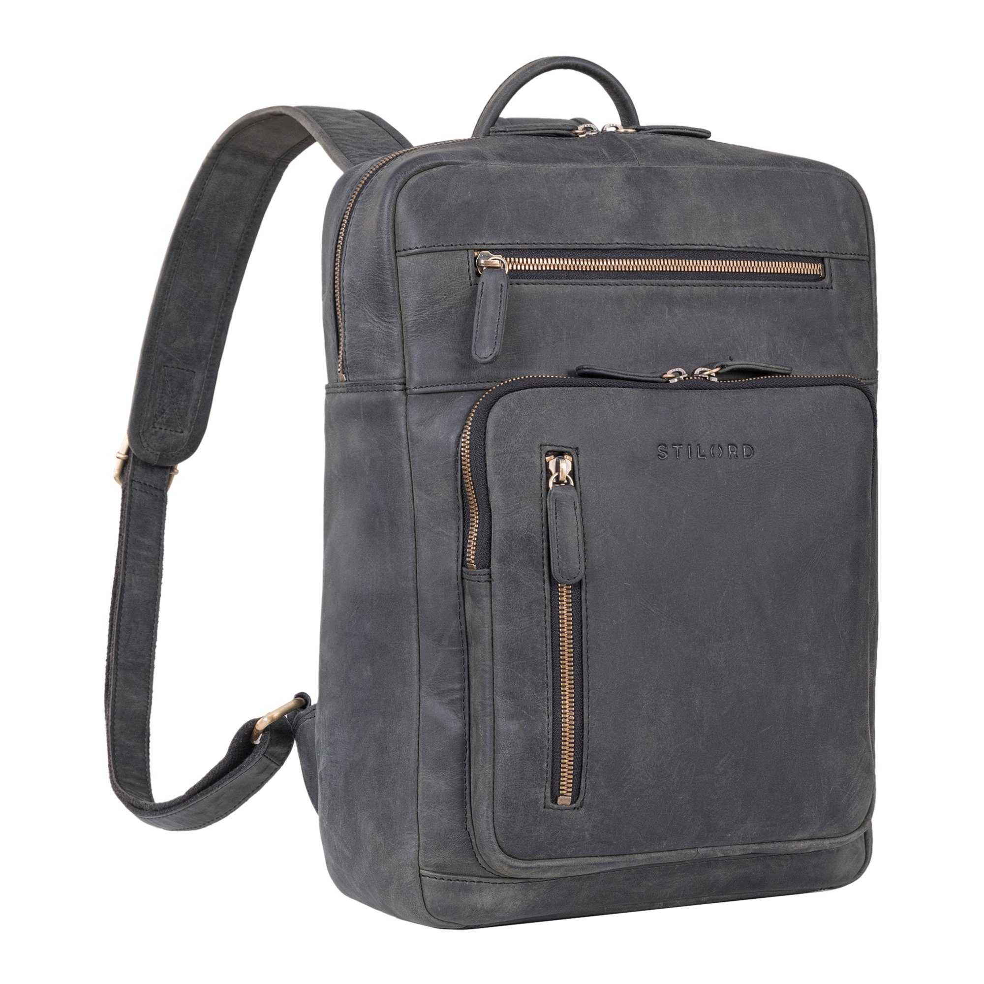 STILORD Notebook-Rucksack "Valera" Leder Business Rucksack viele Fächer