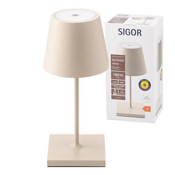 SIGOR LED Tischleuchte LED Akku-Tischleuchte Nuindie Mini aus Aluminiumdruckguss in Beige, keine Angabe, Leuchtmittel enthalten: Ja, fest verbaut, LED, warmweiss, Tischleuchte, Nachttischlampe, Tischlampe
