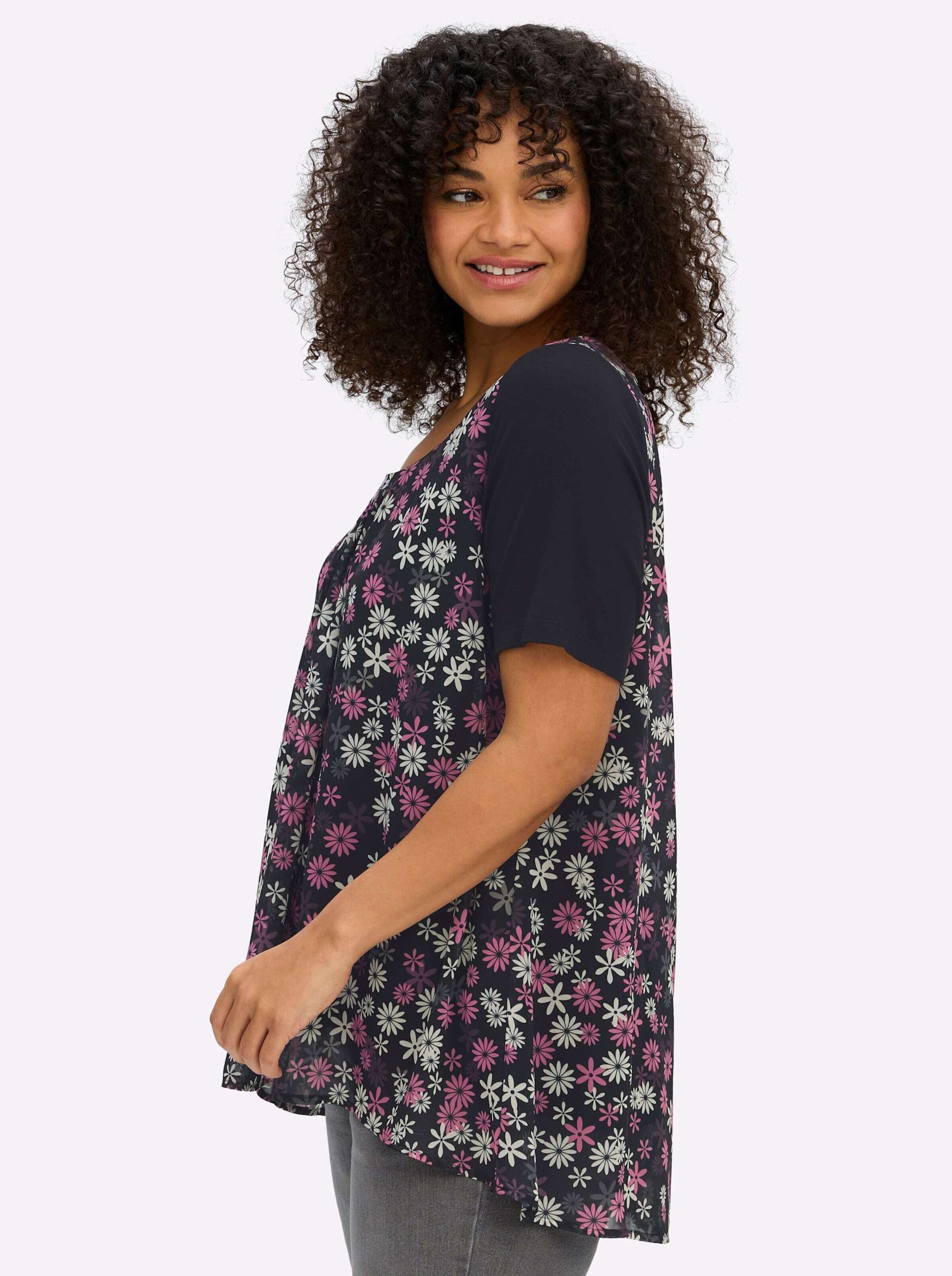Sheego Klassische Bluse Tunika Kurzarm