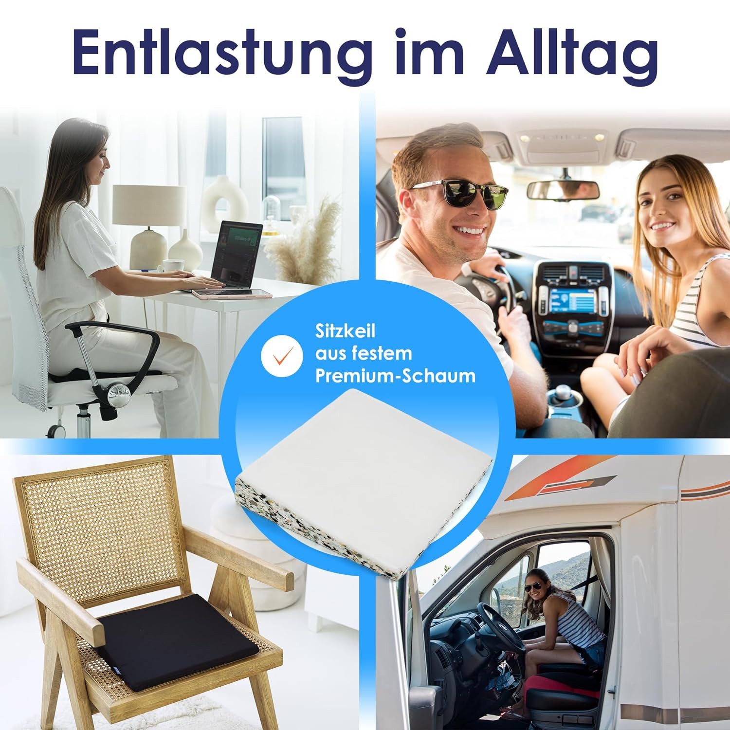 DYNMC you Keilkissen Stuhl - Test SEHR GUT - Sitzkissen Stuhl, Mit Physiotherapeuten Entwickelt - Ergonomisches Sitzkissen, Sitzerhöhung Erwachsene Entlastet Rücken, Erhöht Sitzkomfort