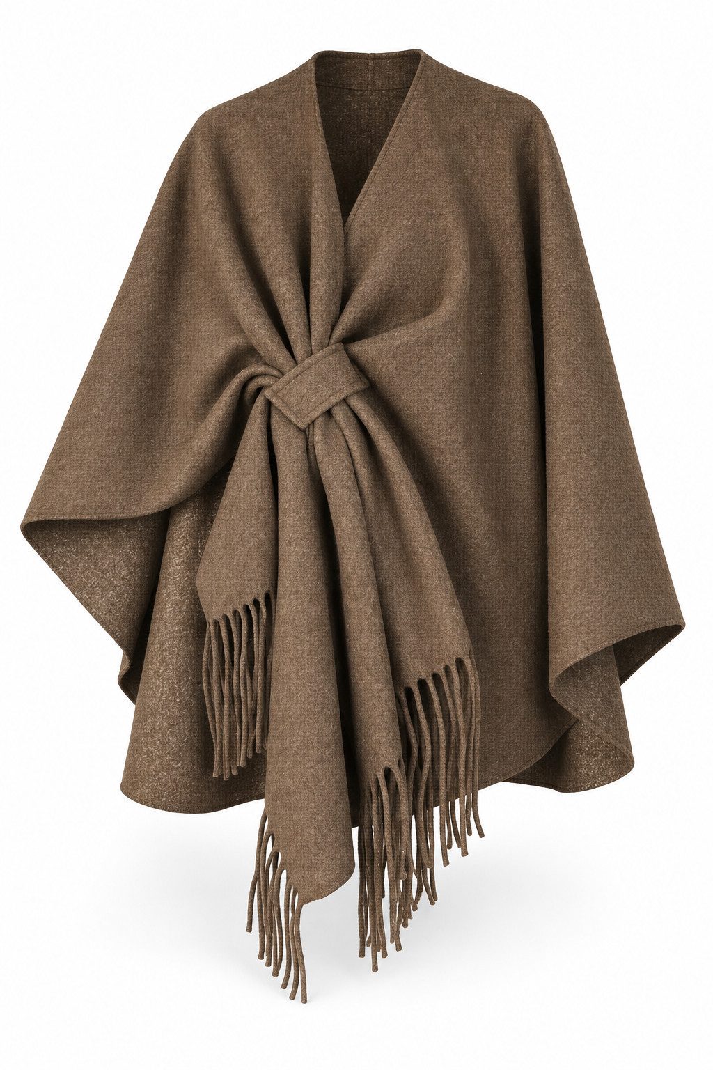 ITALY VIBES Strickponcho - Modischer Poncho mit Fransen und Wollanteil für Damen
