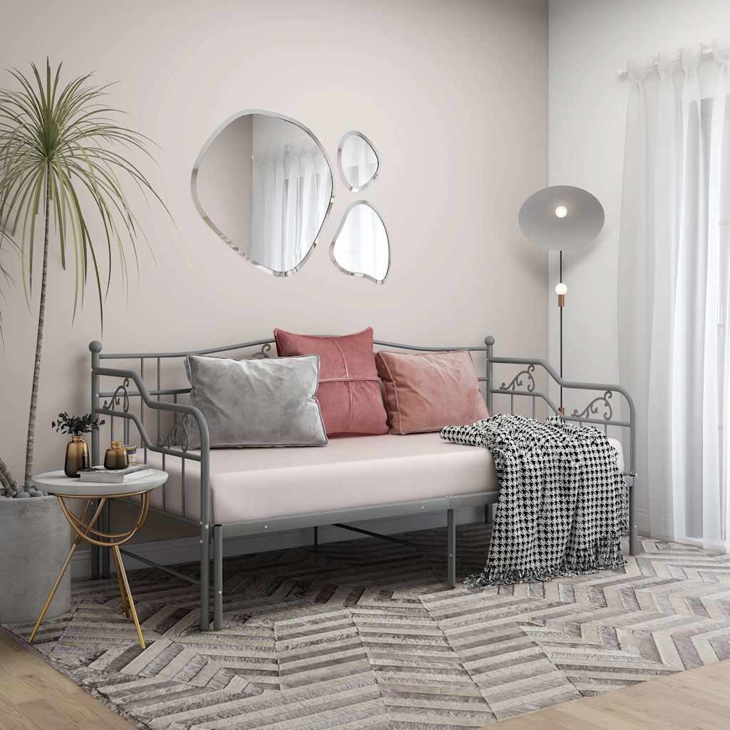 furnicato Schlafsofa 206 x 184,5 x 91,5 cm Grau, 1 Teile, Ausziehbares Gästebett mit Seitengeländer für dein Wohnzimmer
