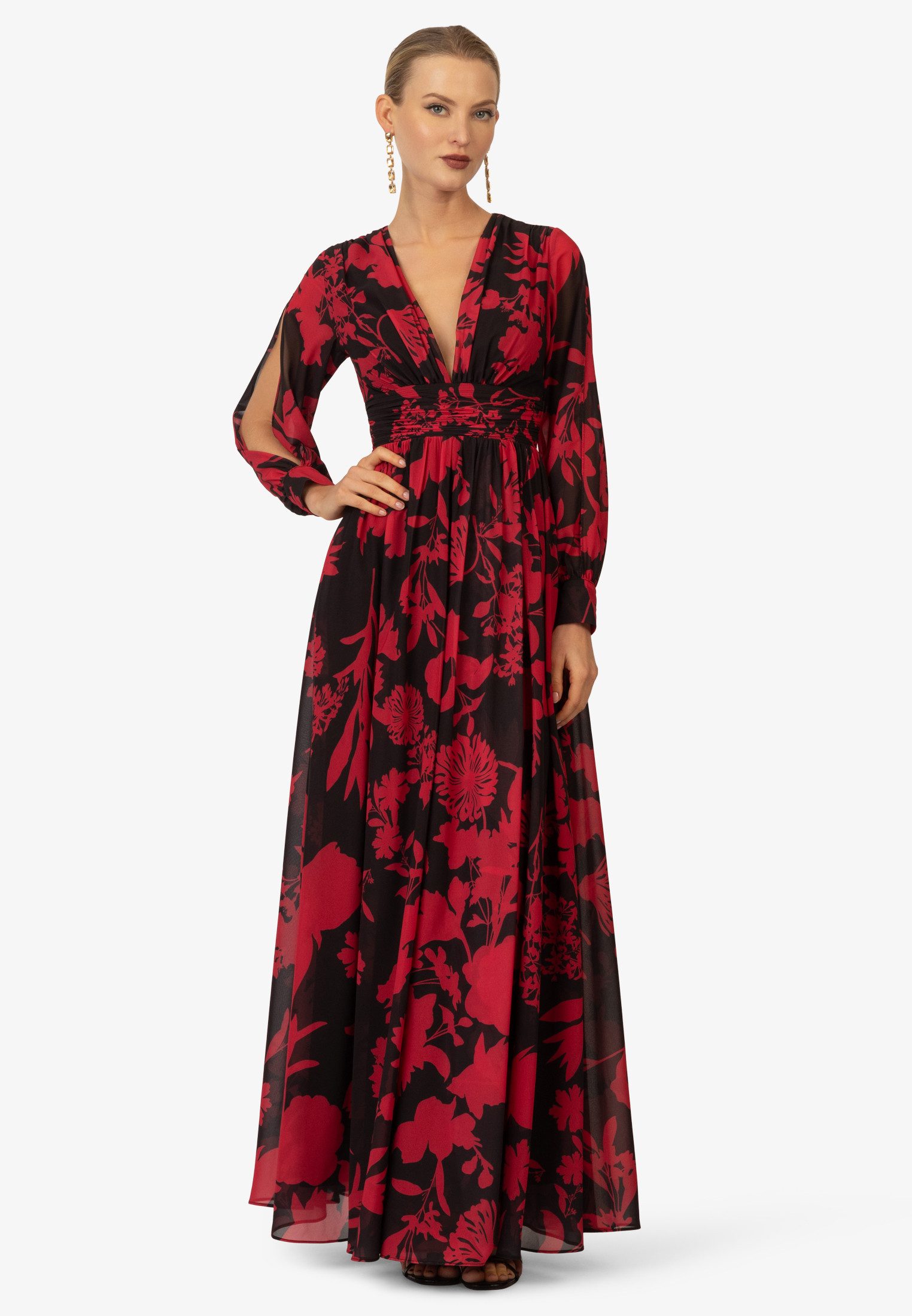 Kraimod Abendkleid mit V-Ausschnitt und langen Ärmeln günstig online kaufen