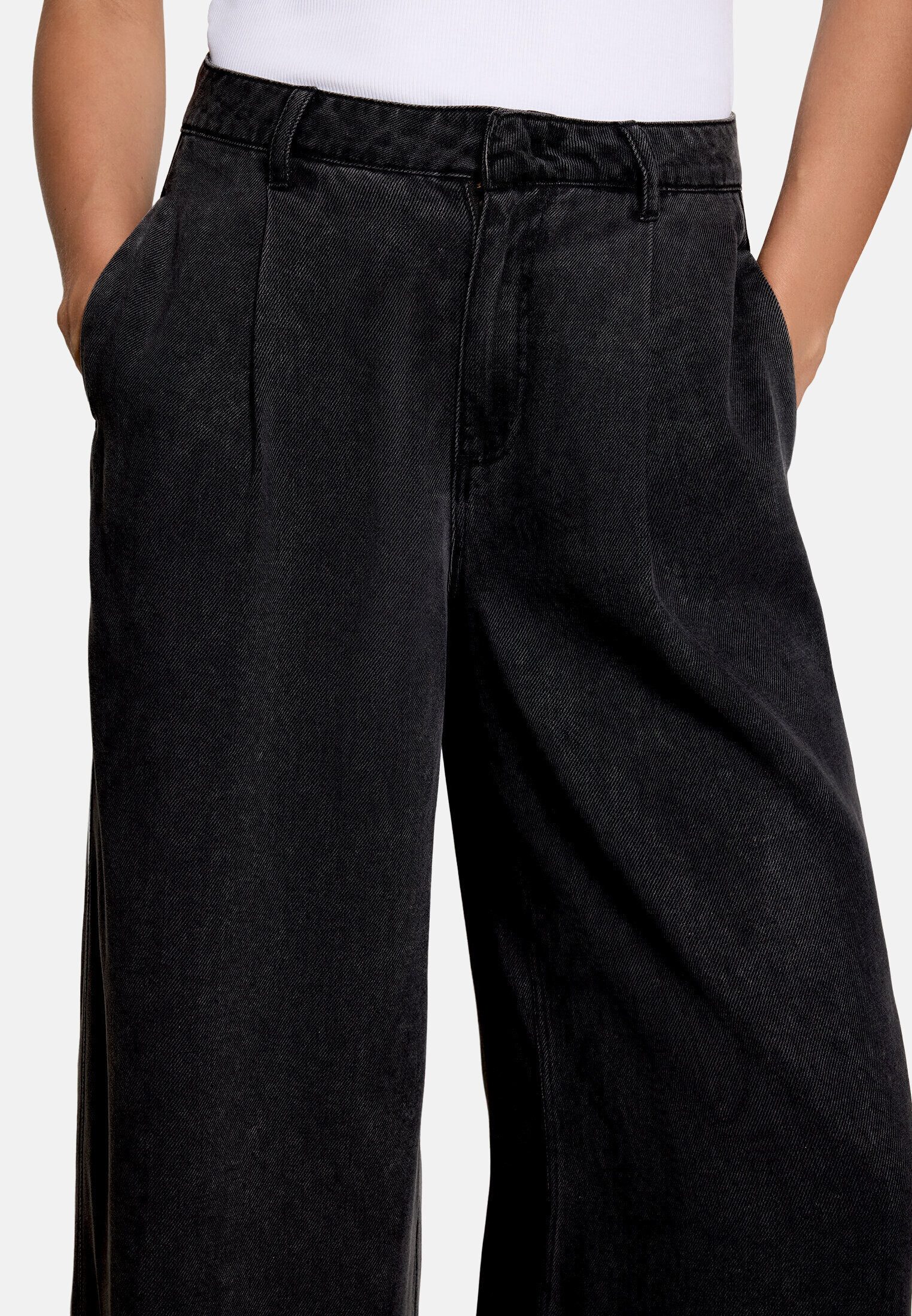 Zero Stoffhose Damen mit weitem Bein Schnallen