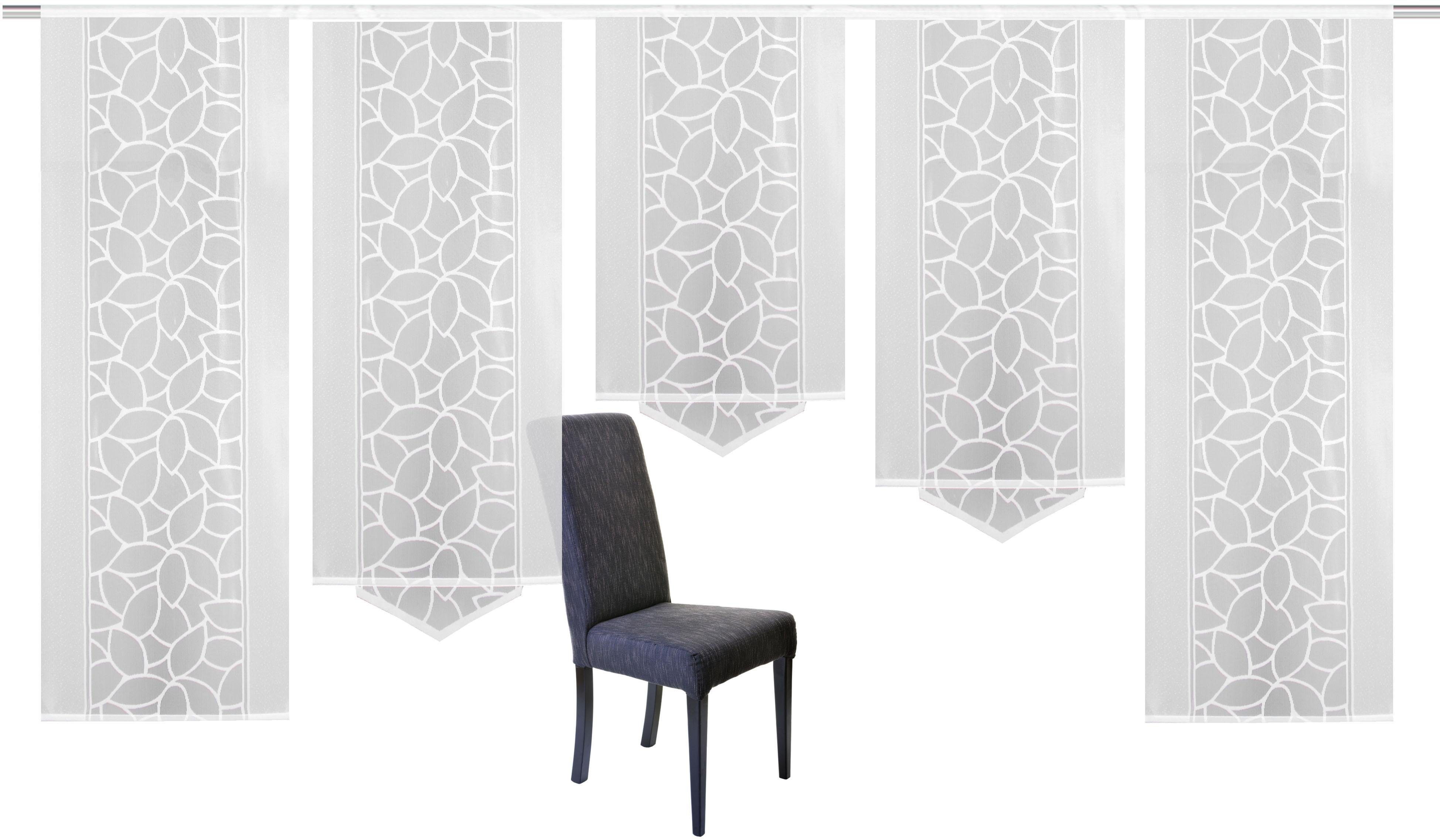 HOME WOHNIDEEN Schiebegardine JENNA (5 St), Klettband, halbtransparent, Schiebevorhang Jacquard Set