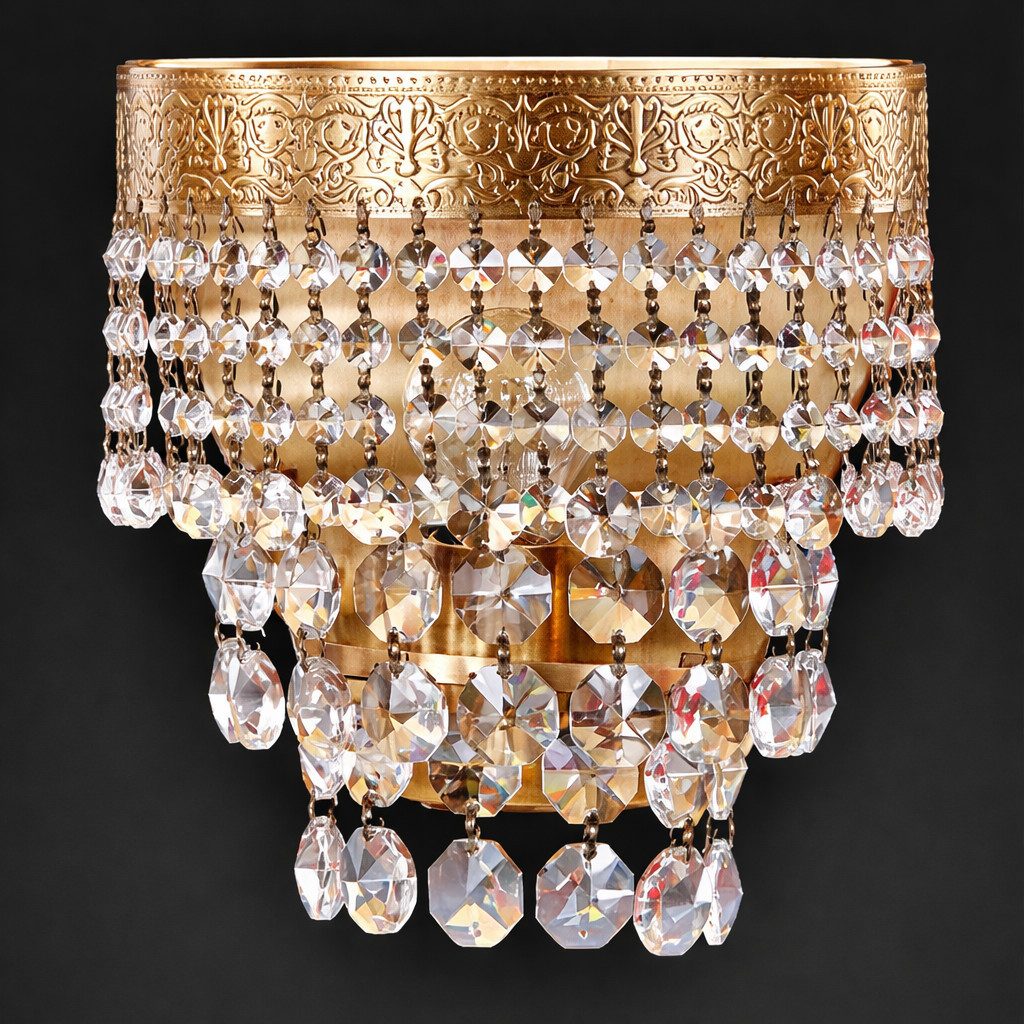 Xlmoebel Wandleuchte Kristall-Wandleuchte in Gold mit eleganter Ästhetik, Keine Funktionen, Hergestellt in Europa