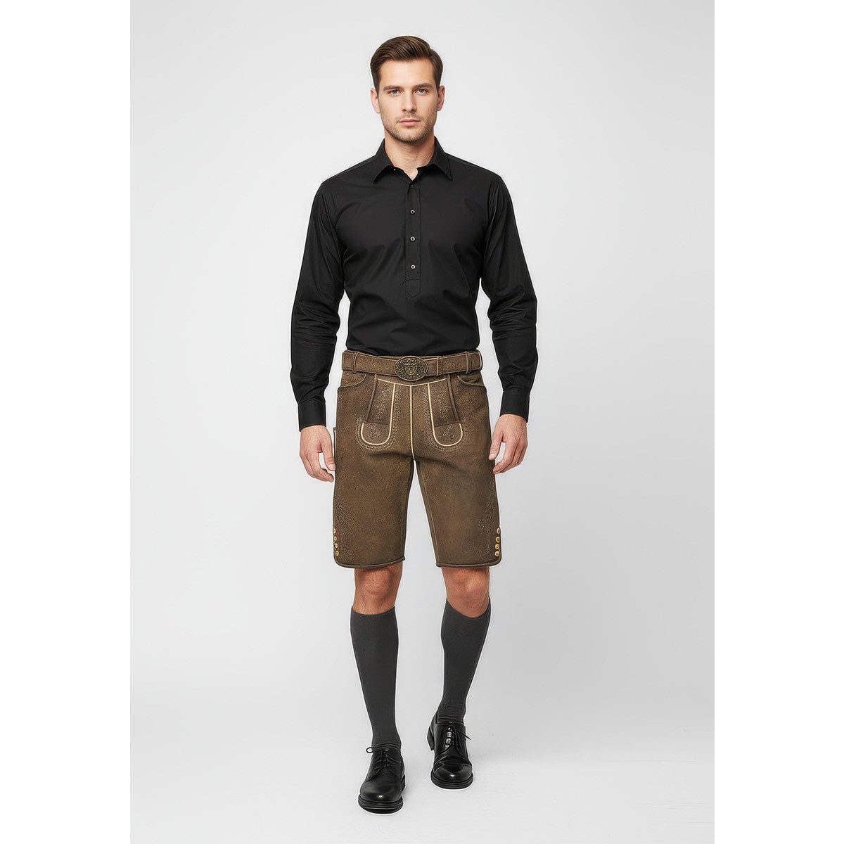 Krüger Trachtenlederhose Dante Herren (1-tlg) Trachtenlederhose, Trachtenhose, Bayerische Lederhose, Oktoberfest