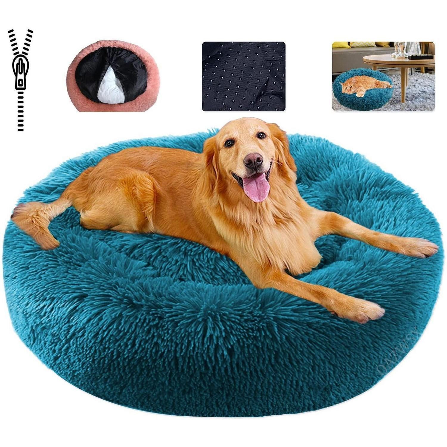 LuxusKollektion Hundebett Haustierbett flauschig Cyan XS