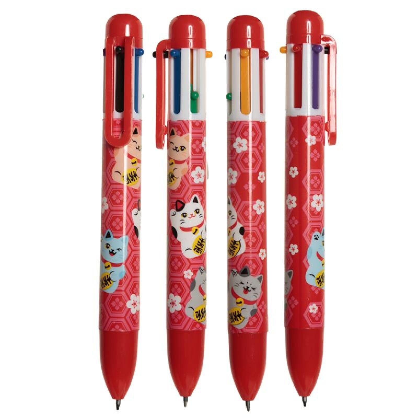 Puckator Kugelschreiber Maneki Neko Kugelschreiber (pro Glückskatze (6 Farben) St mehrfarbiger