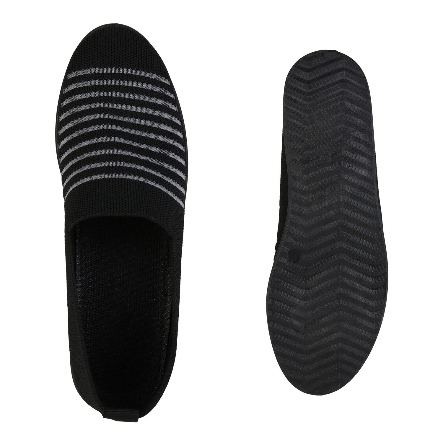 VAN HILL 841601 Slipper Damen Slip Ons Slippers Bequeme Strick Profil-Sohle