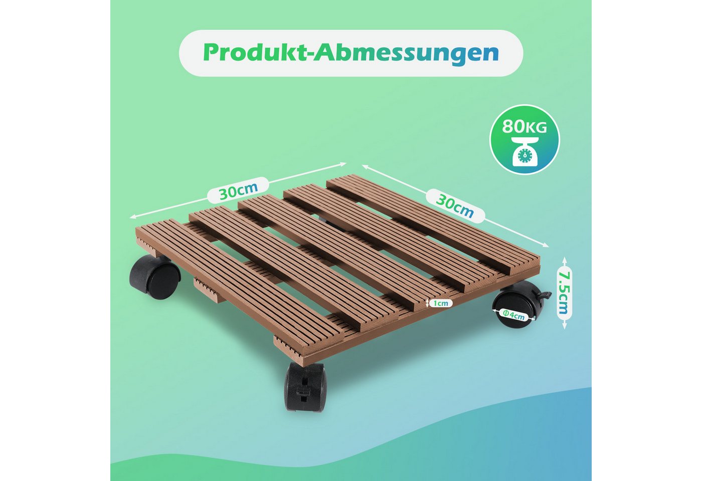 Thumbnail - Clanmacy Pflanzenroller 2x Pflanzenroller Blumenroller Blumentopfuntersetzer Braun Eckig