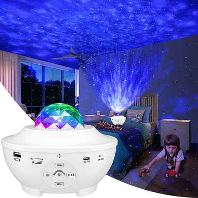 Rosnek LED Nachtlicht »LED Projektor Sternenhimmel Musik Lampe, Bluetooth, Wasserwellen effekt,USB,mit Fernbedienung,Geschenke für Kinder«, LED-Projektionslicht
