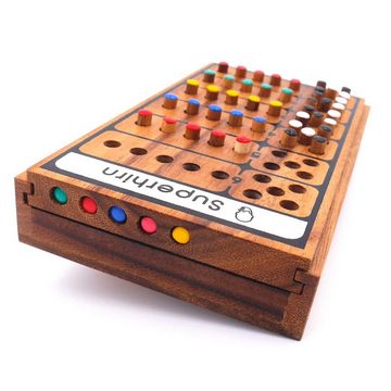 ROMBOL Denkspiele Spiel, Steckspiel Superhirn - Color Finder - 6 Farben, mehr Spielspaß, 2 Personen, Holzspiel