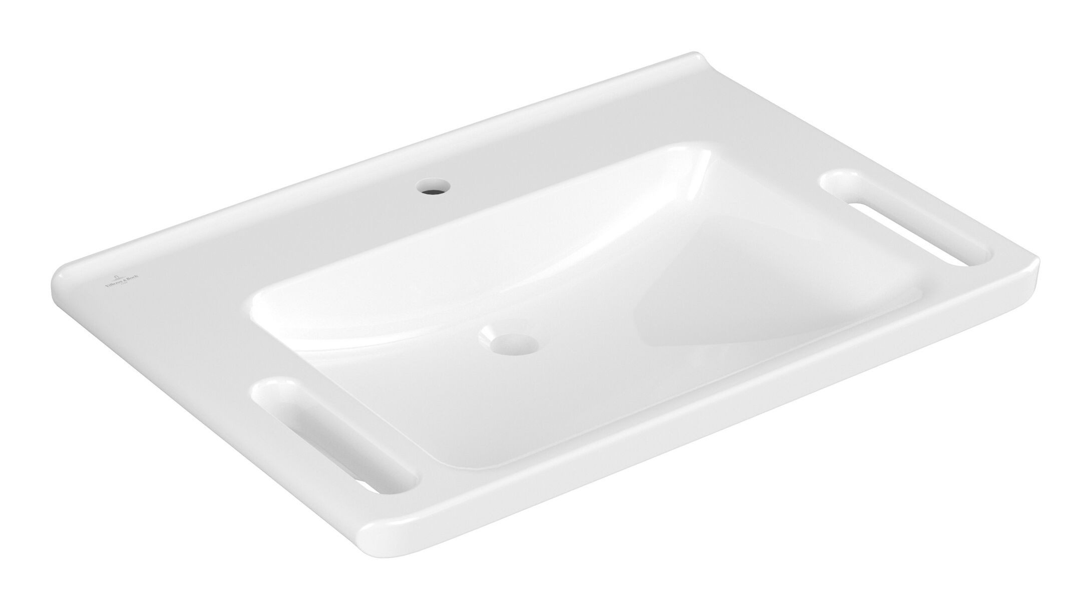Villeroy & Boch Waschbecken ViCare, ViCare mit 1 Hahnloch ohne Überlauf 800 x 550 x 180 mm - Weiß Alpin