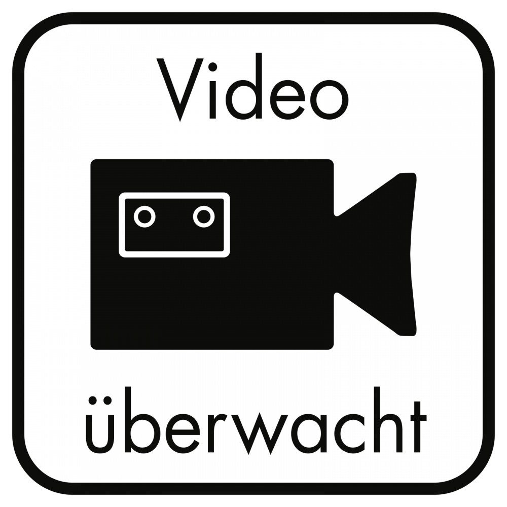 König Werbeanlagen Montagezubehör Aufkleber - Video überwacht, Hinterglasaufkleber, Folie, doppelseitig, 125x125 mm