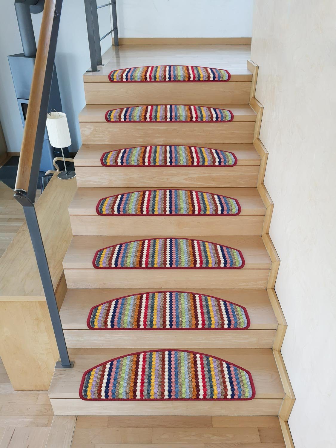 Metzker® Stufenmatte Stufenmatten Multistripe Bunt Halbrund in SparSets, halbrund, Höhe: 6 mm, 15 Stück im Set - Bunt