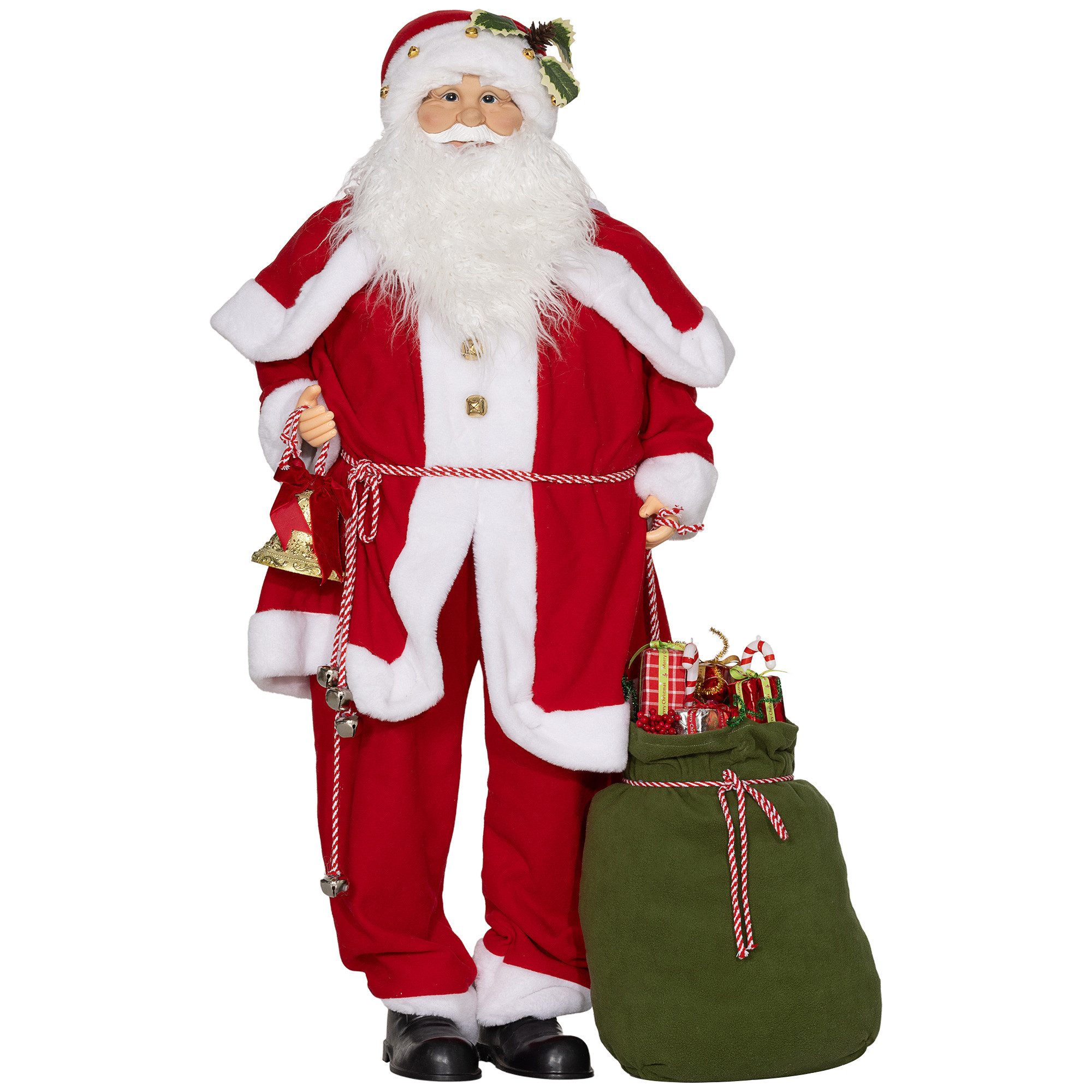 Weihnachtsmann 1,4 m, mit Geschenk- und Weihnachtsglocken