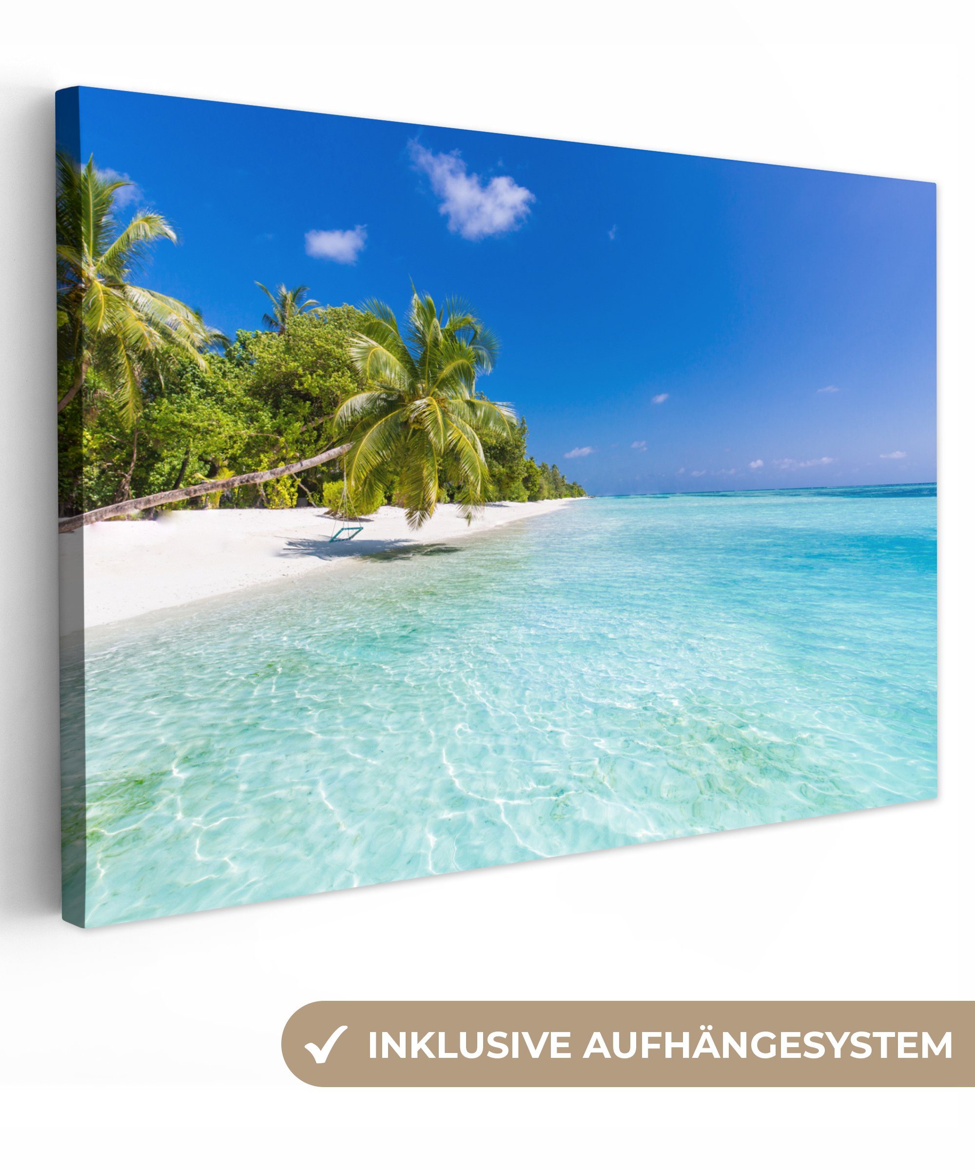 OneMillionCanvasses® Leinwandbild Meer - Tropen - Palmen, (1 St), Wandbild Leinwandbilder, Aufhängefertig, Wanddeko, 30x20 cm