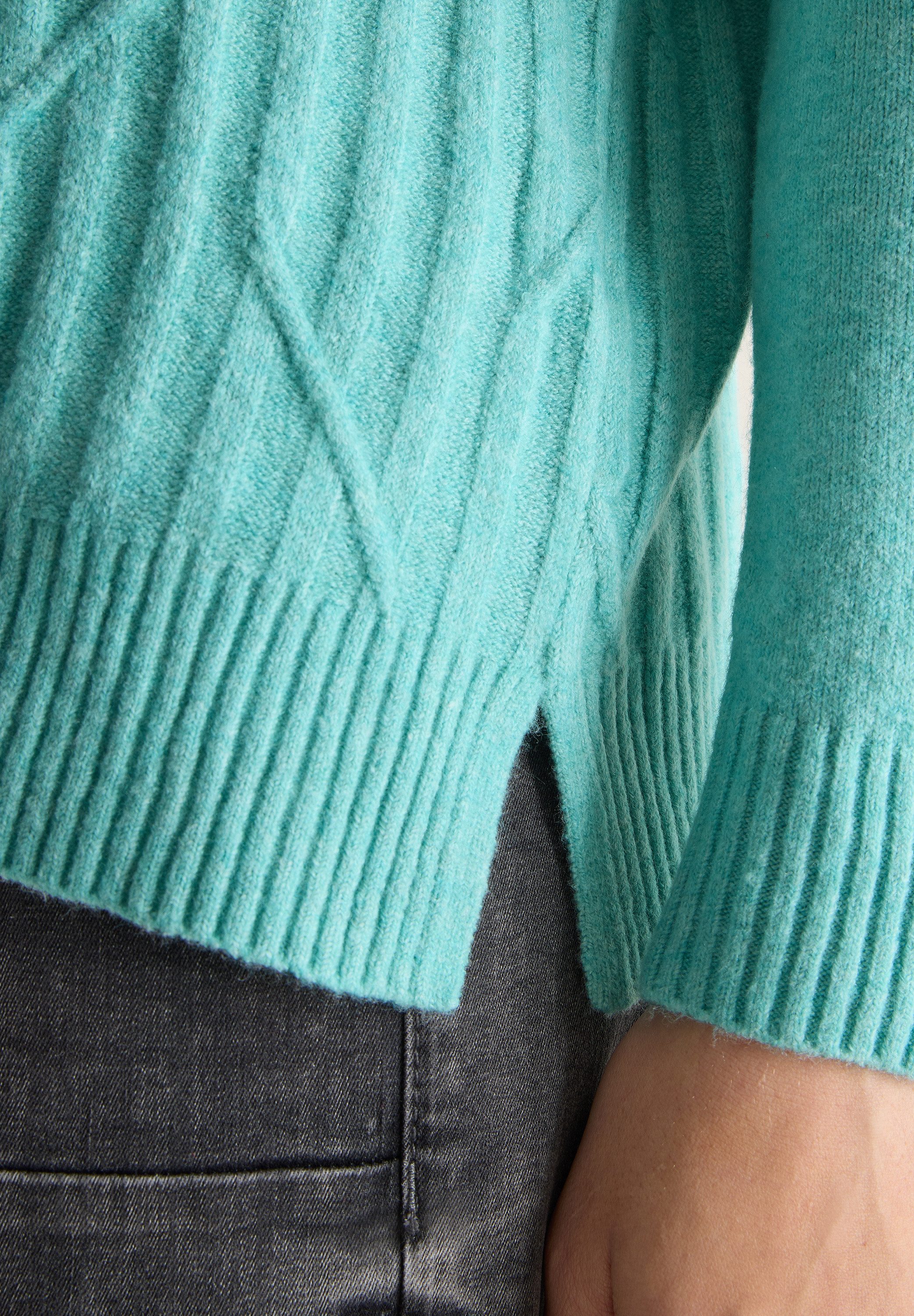 CECIL Rollkragenpullover mit Strick-Muster und Umlegekragen