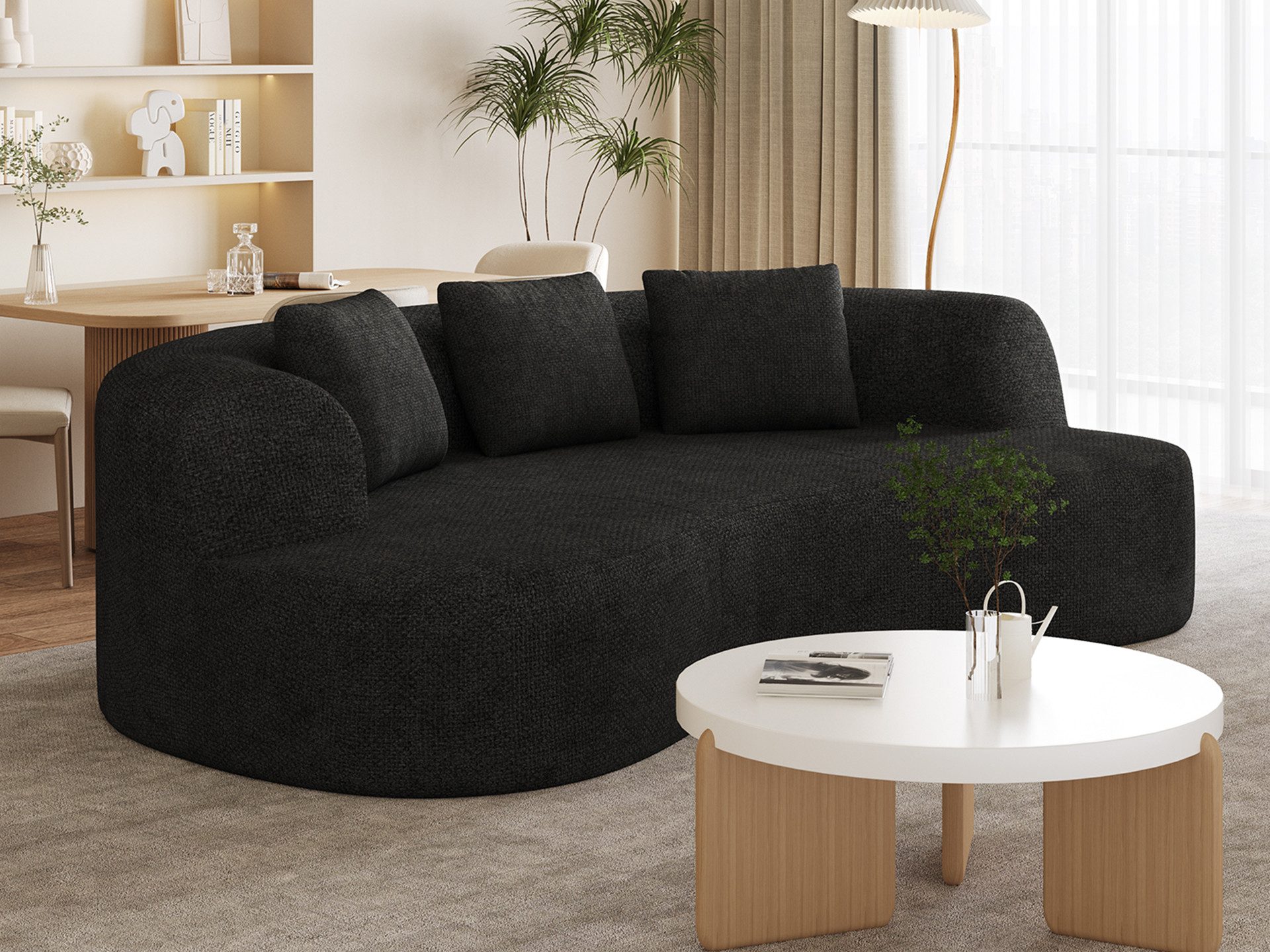 Lexzurn Sofa 3-Sitzer Sofa, Schlafsofa 168x90cm inkl.3 Zierkissen Bequemes Chenille, Geeignet fur Wohnzimmer, Buro, Lounge, Zimmer, Schlafzimmer, Mit 1200 LBS Belastbarkeit, strapazierfähig & haustierfreundlich