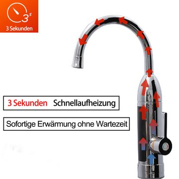 Vicbuy Durchlauferhitzer Elektrisch Warmwasserhahn, LED Temperaturanzeige einstellbar 360° schwenkbar, Kein Schlauch