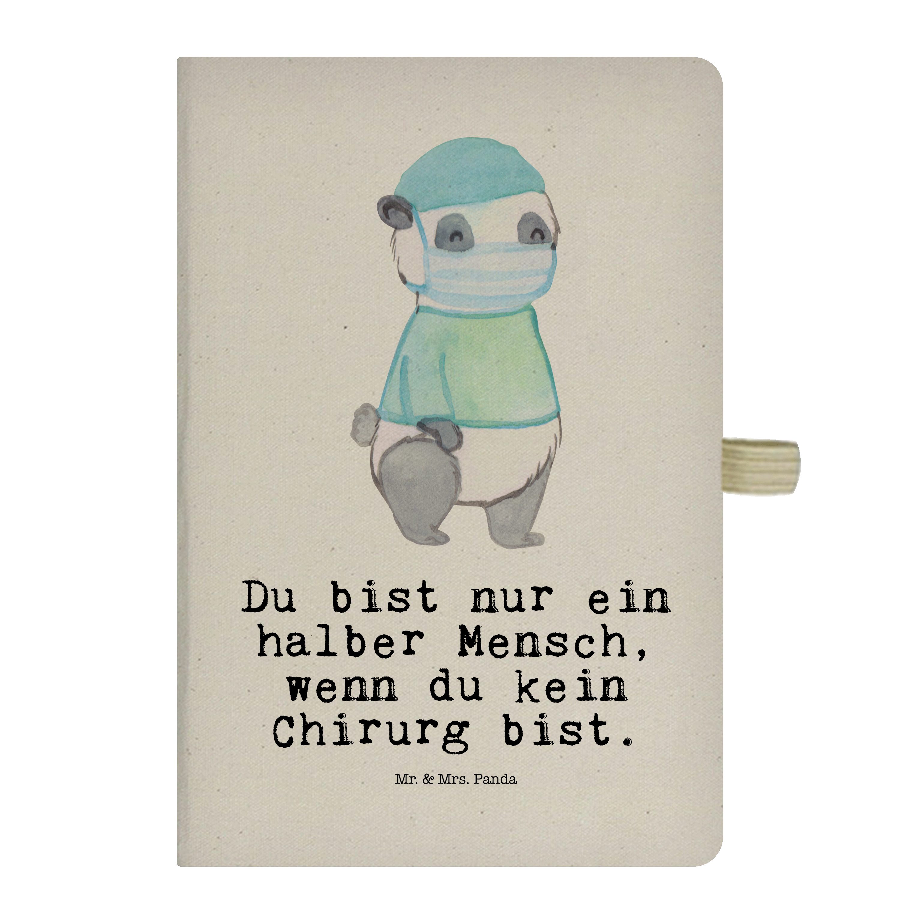 Mr. & Mrs. Panda Notizbuch Chirurg mit Herz - Transparent - Geschenk, Journal, Notizen, Medizine Mr. & Mrs. Panda
