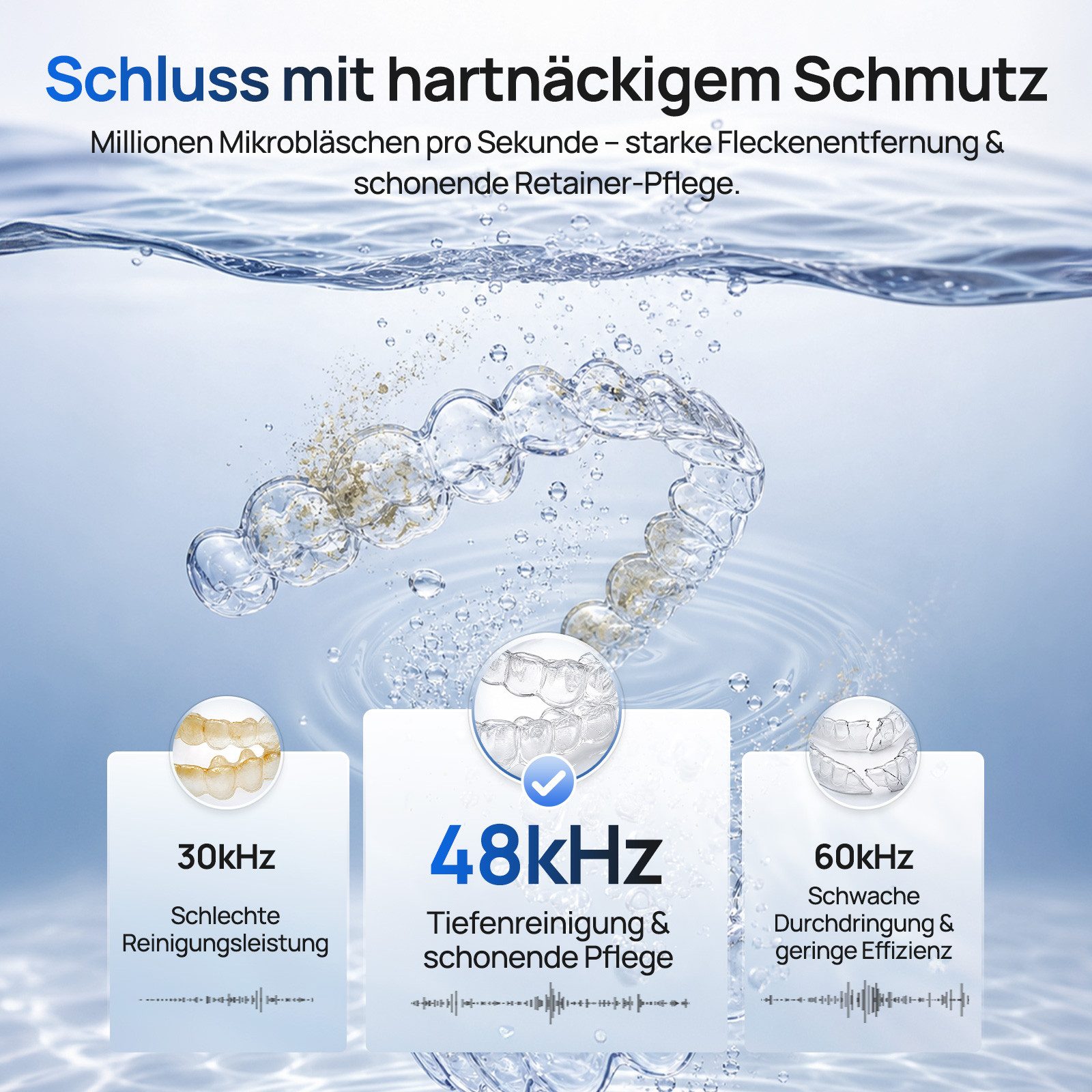 MCURO Ultraschallreiniger Ultraschallreinigungsgerät 48000Hz, 4 Modi, 200ml – für Zuhause & Büro, 4UV 254nm, 360° Reinigung, Kompakt/ Leise, inkl. 6 Reinigungst – Bild 2 von 5