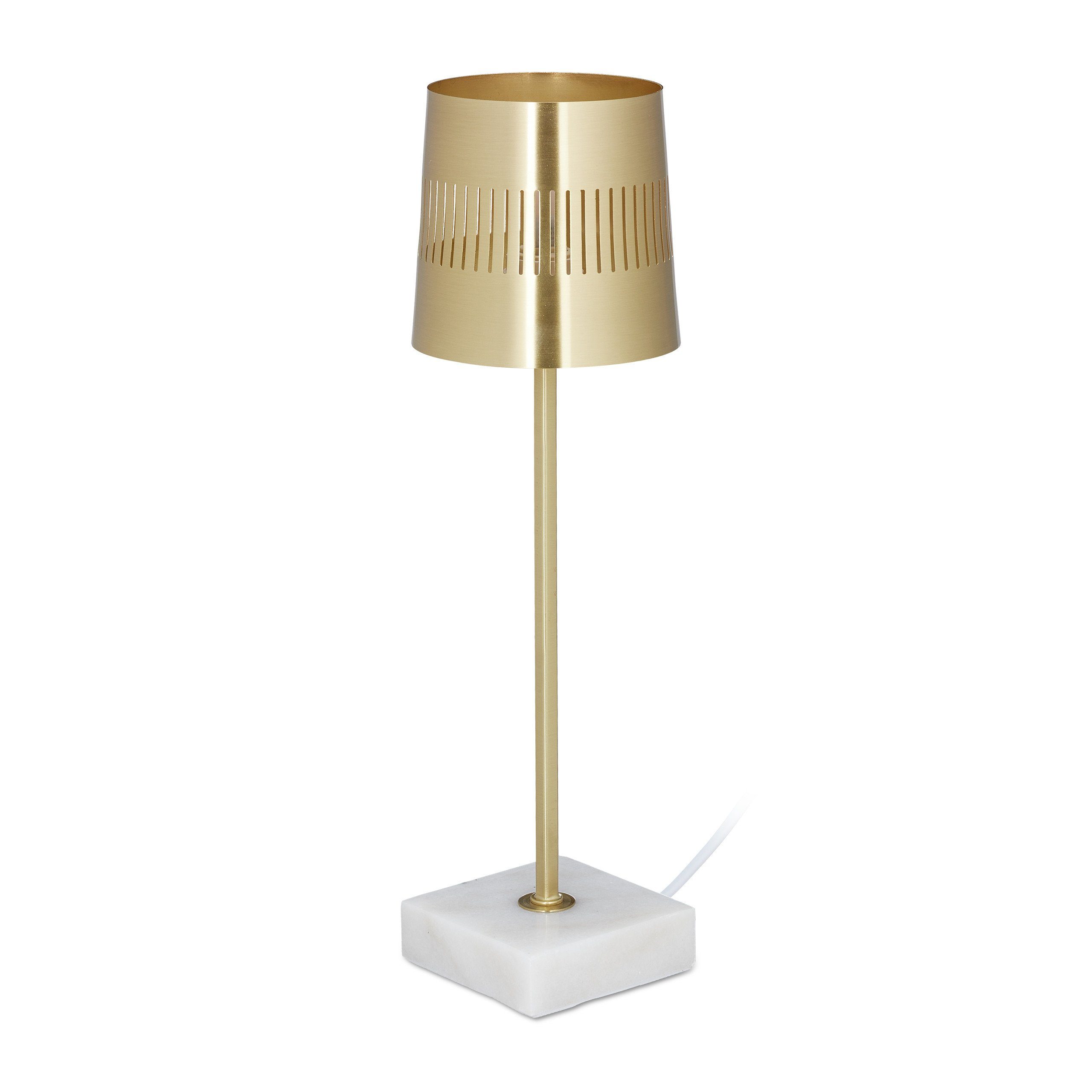 relaxdays Tischleuchte Marmor Tischlampe in Gold