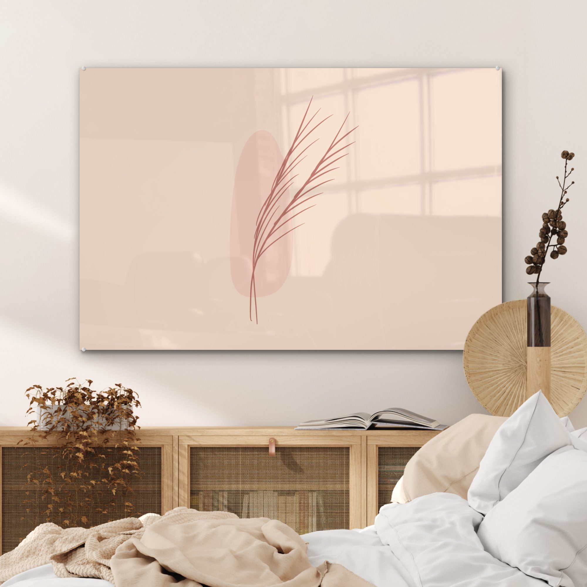 MuchoWow Acrylglasbild Abstrakte Illustration von dünnen (1 Wohnzimmer Schlafzimmer Zweigen, & St), Acrylglasbilder