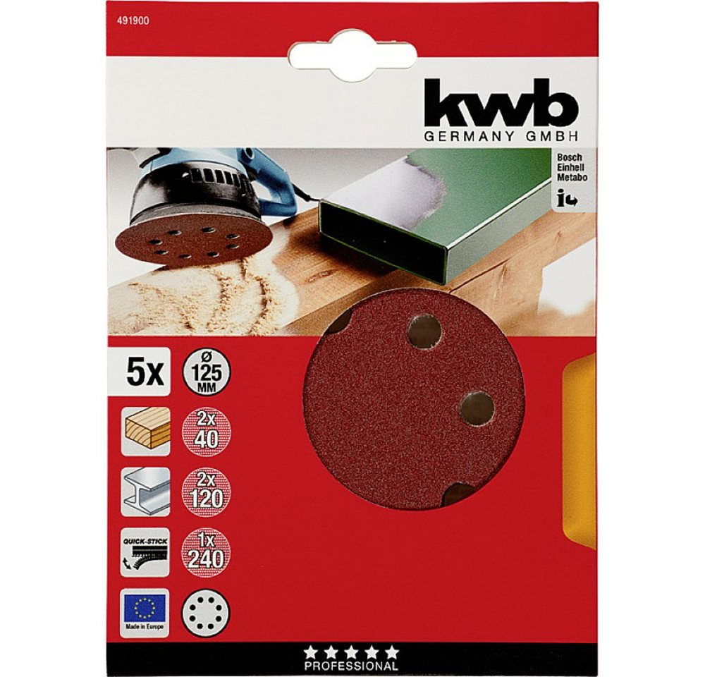 Thumbnail - kwb Schleifscheibe kwb 491900 Schleifscheibe Durchmesser 125 mm 5 St.
