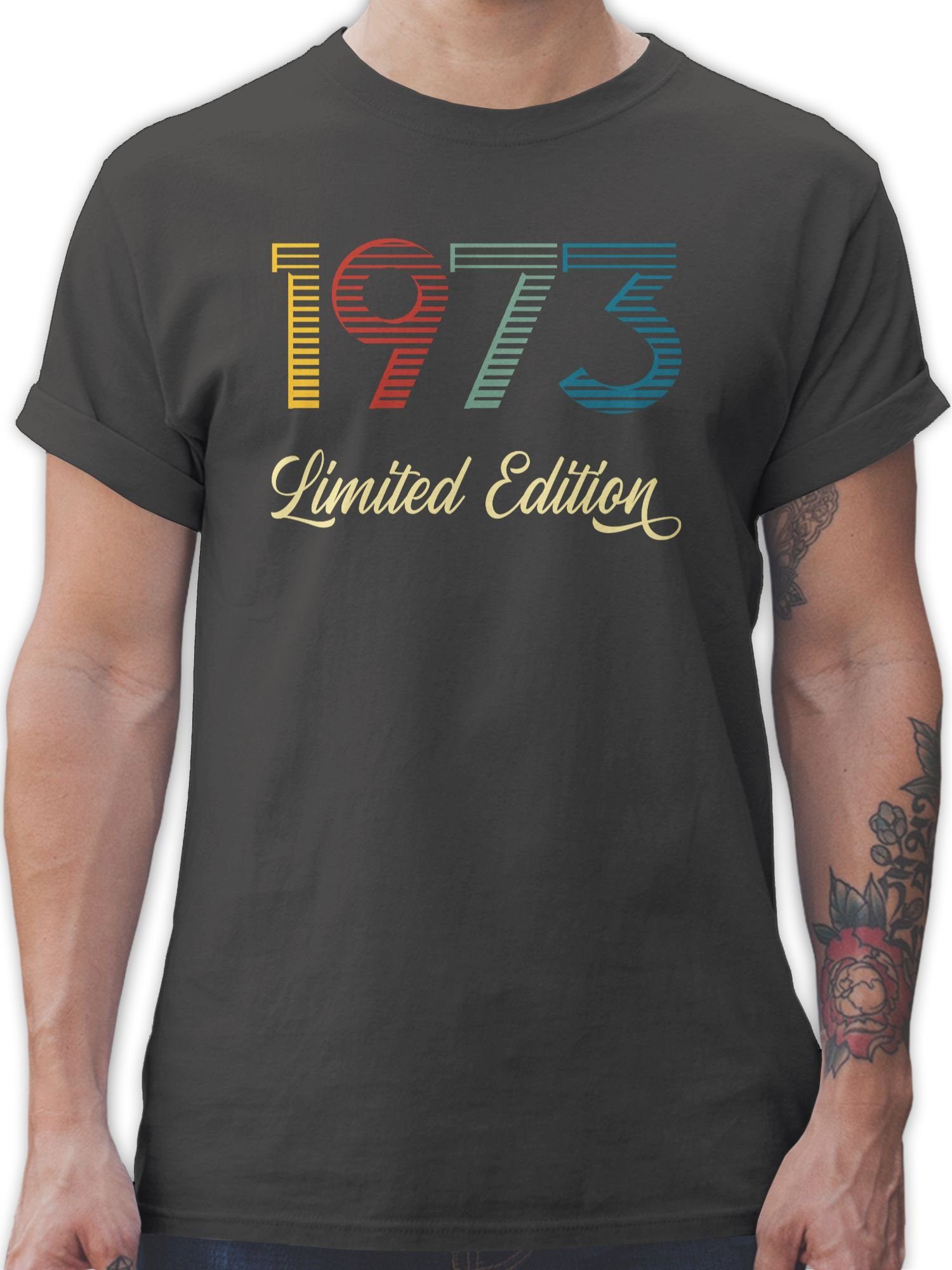 Shirtracer T-Shirt Limited Edition 1973 50. Geburtstag 1 Dunkelgrau
