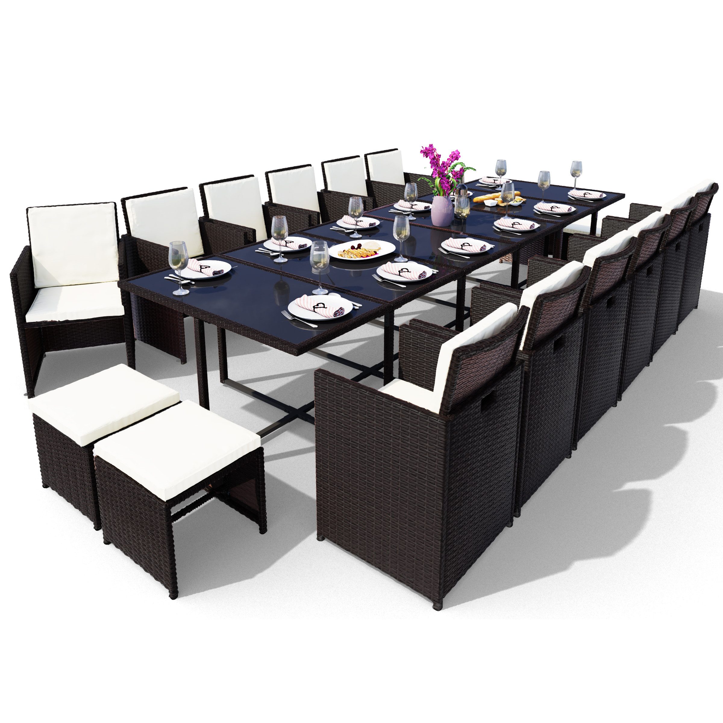 Swing&Harmonie Garten-Essgruppe Poly Rattan Sitzgruppe Esstisch günstig online kaufen