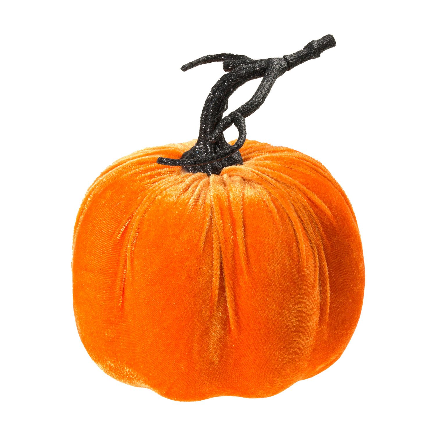 Dekoobjekt Velours Kürbis 17 x 17 cm, Orange