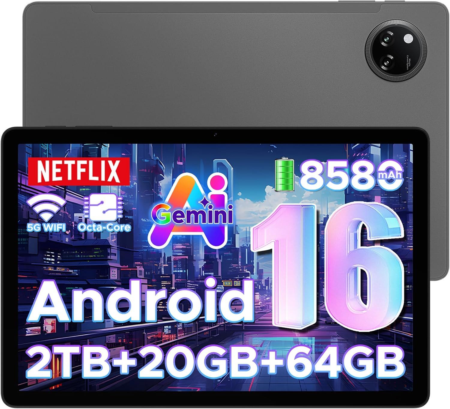 Zevelora 4 GB RAM 90Hz-1080P Gaming 8580mAh Octa-Core Tablet (11", 64 GB, Android 16, Kraftvolles Multitasking und Entertainment für Arbeit und Freizeit)