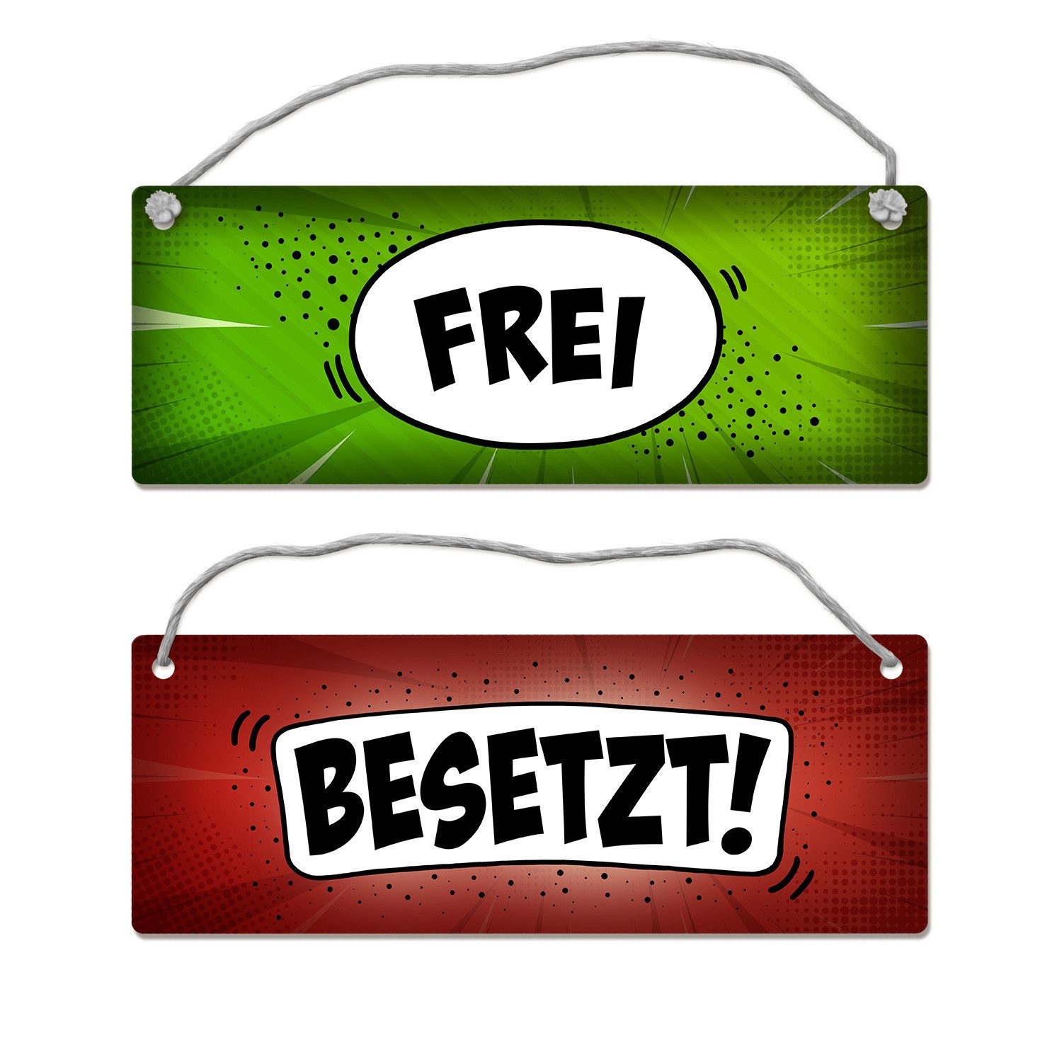 speecheese Metallschild Besetzt oder Frei Wendeschild mit Kordel im Comic S günstig online kaufen