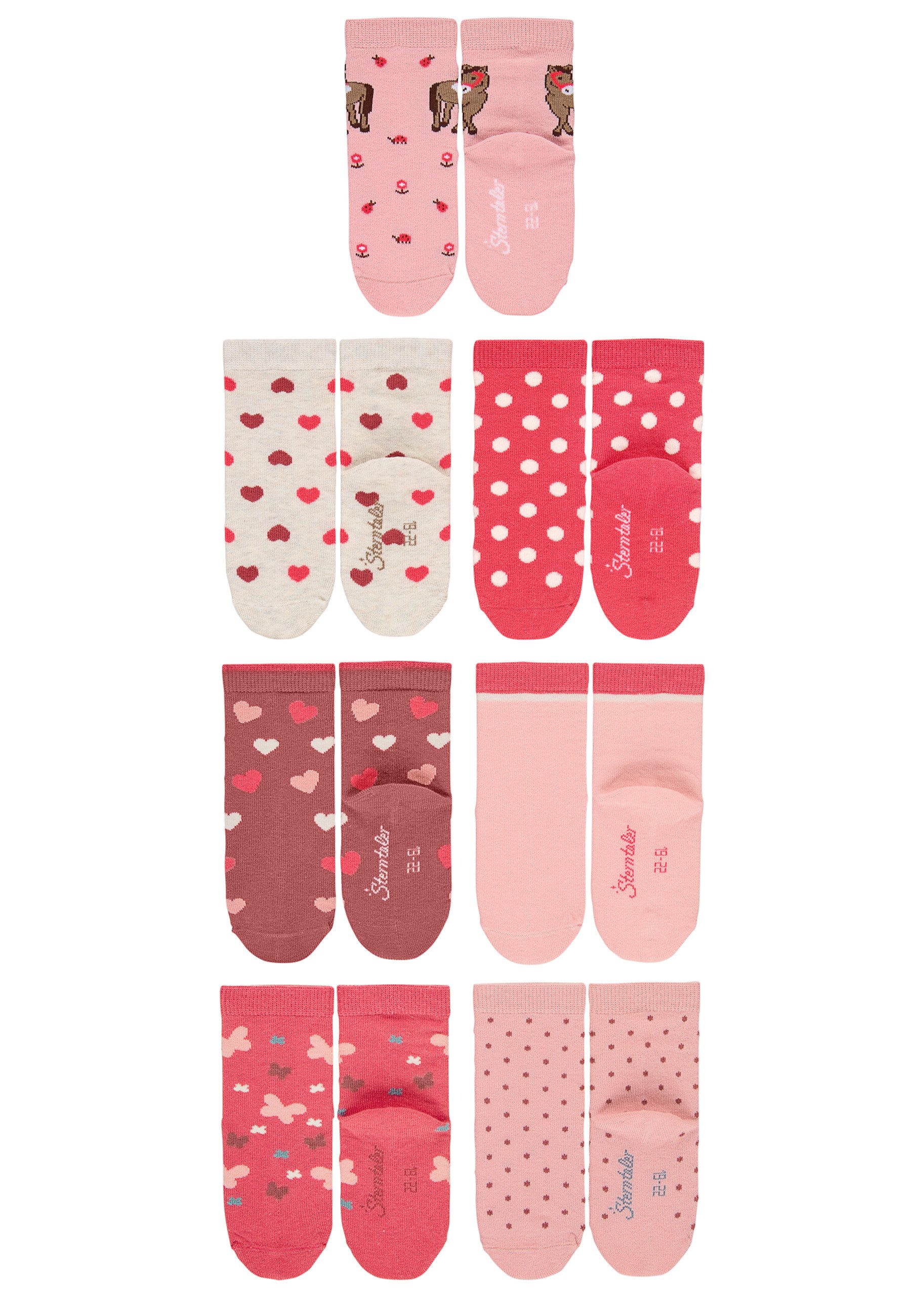 Sterntaler® Feinsöckchen Socken 7er-Box Punkte (7-Paar, 7er-Pack) 7 Paar Mädchensöckchen in Geschenkbox mit süßen Motiven