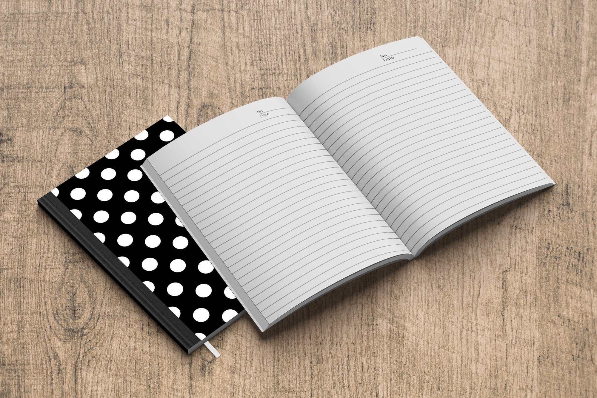 Haushaltsbuch Muster A5, Schwarz Weiß, - Notizheft, - Seiten, Notizbuch 98 und MuchoWow Polka dots Tagebuch, Journal, Merkzettel,