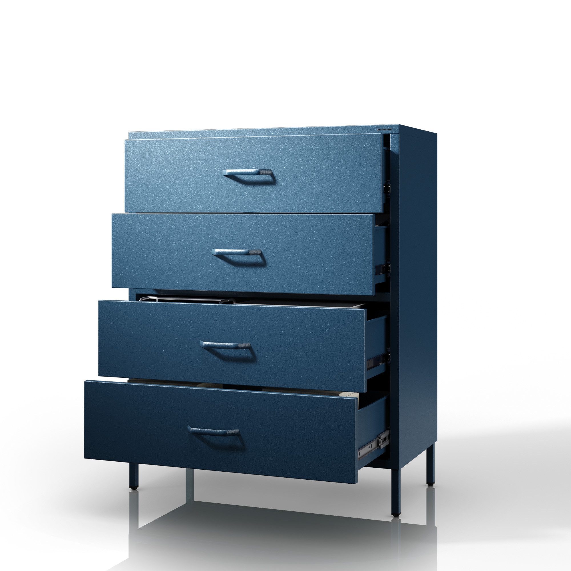Jan Nowak Kommode CARLA Kommode Metall Stahl 80x101x40cm 4 Schubladen Sparkling (Stahl 0,6mm, 45kg Schubladen, Wandmontage, Industrial Loft), Brilliance Beine Regulierbar Wohnzimmer Schlafzimmer