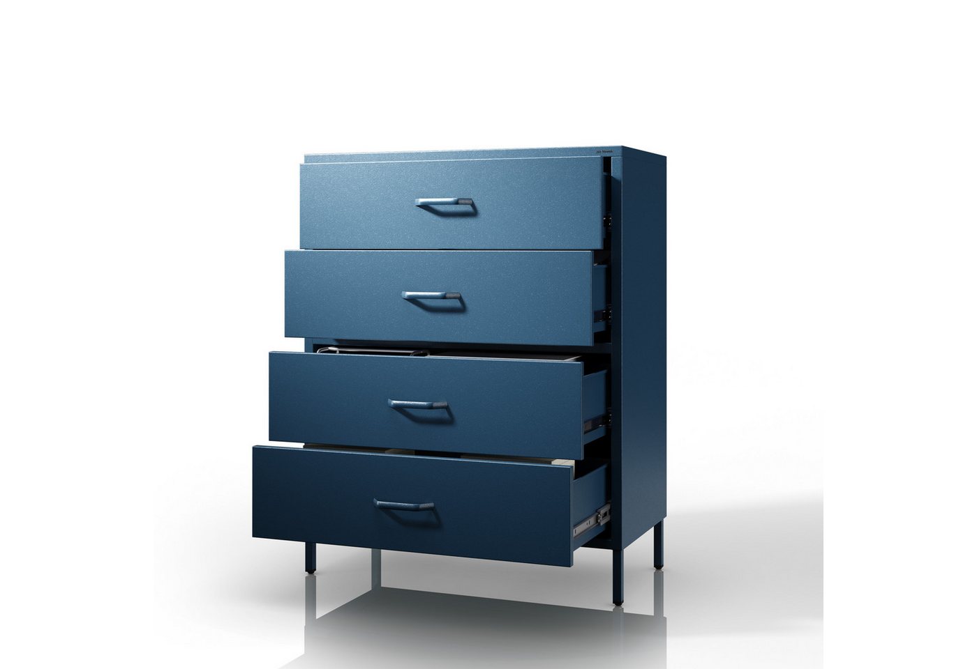 Jan Nowak Kommode CARLA Kommode Metall Stahl 80x101x40cm 4 Schubladen Sparkling (Stahl 0,6mm, 45kg Schubladen, Wandmontage, Industrial Loft), Brilliance Beine Regulierbar Wohnzimmer Schlafzimmer