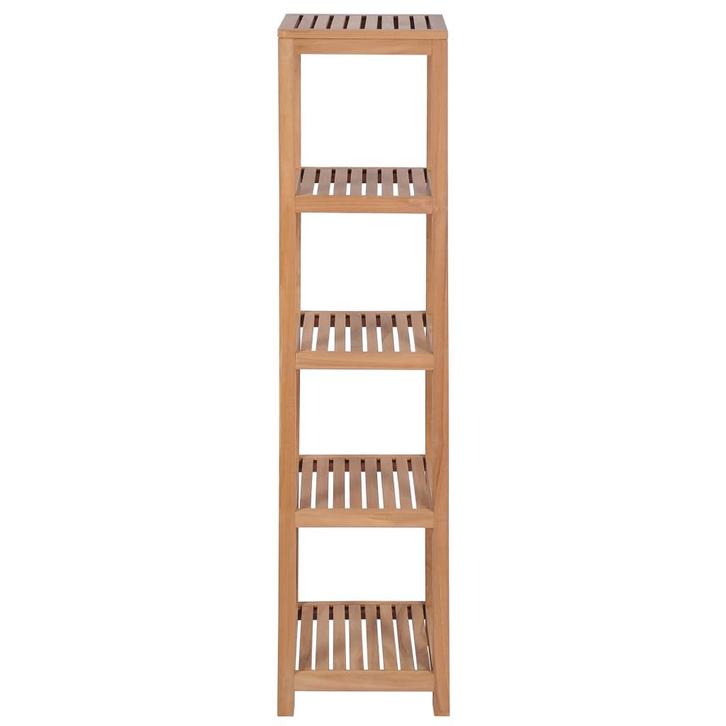 vidaXL Bücherregal, Badezimmerregal mit 4 Etagen Teakholz Massiv 42x42x165 cm