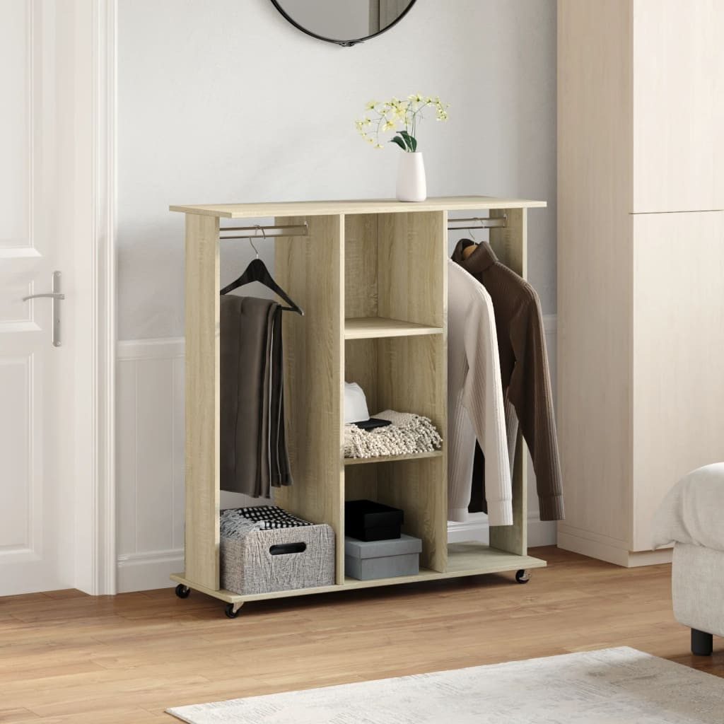 vidaXL Stoffschrank Kleiderständer mit Rollen Sonoma-Eiche günstig online kaufen