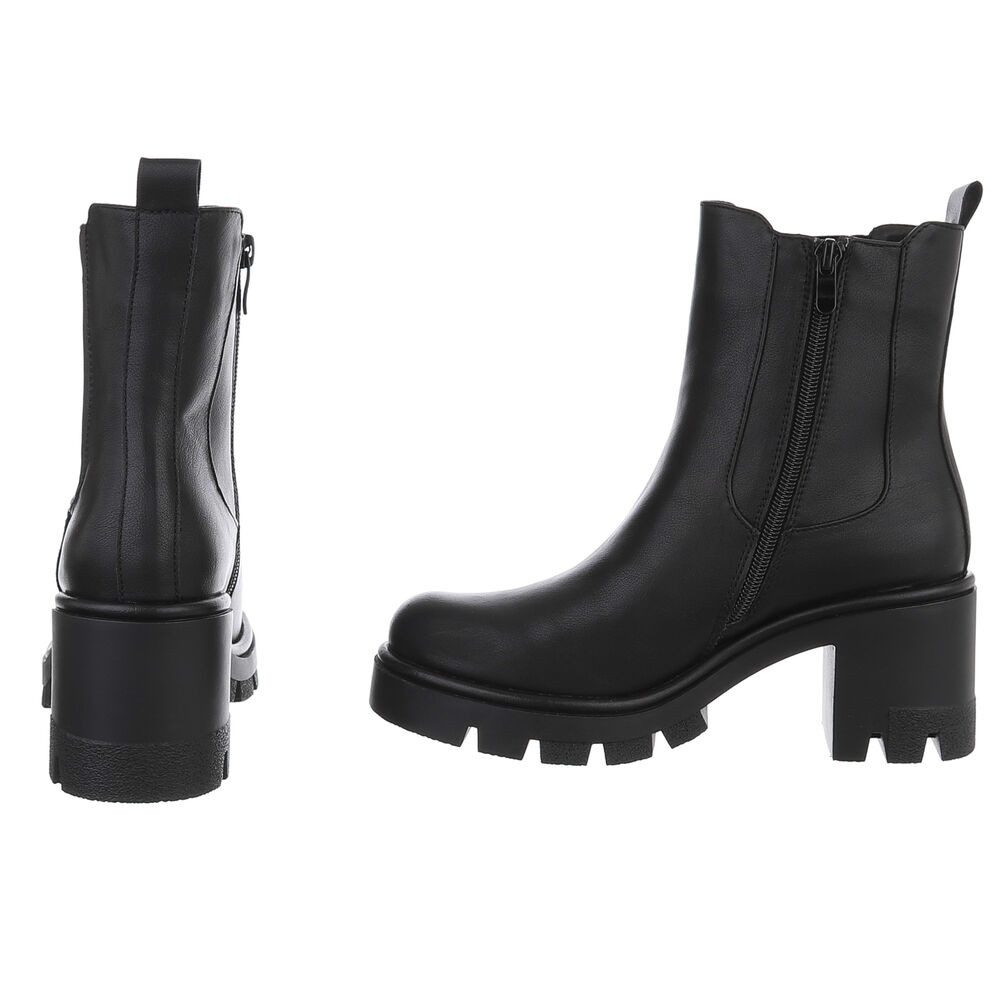 Ital-Design Trendige Chelsea-Boots mit Blockabsatz für Damen Plateaustiefelette (90649128) Blockabsatz Stiefeletten in Schwarz